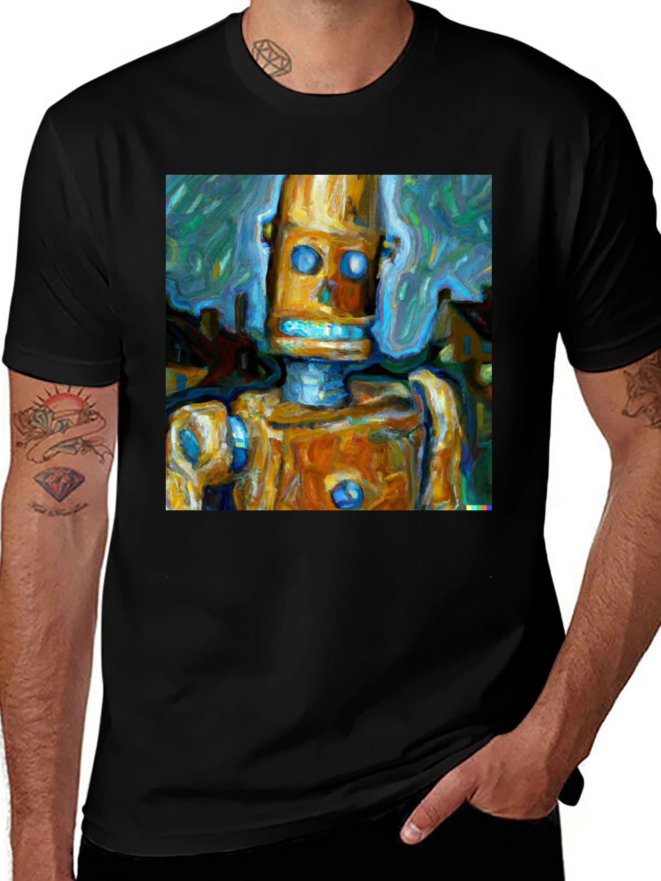 Variant 29 of Abstract Robot Graphic Tee - Stylish Crew Neck T-Shirt