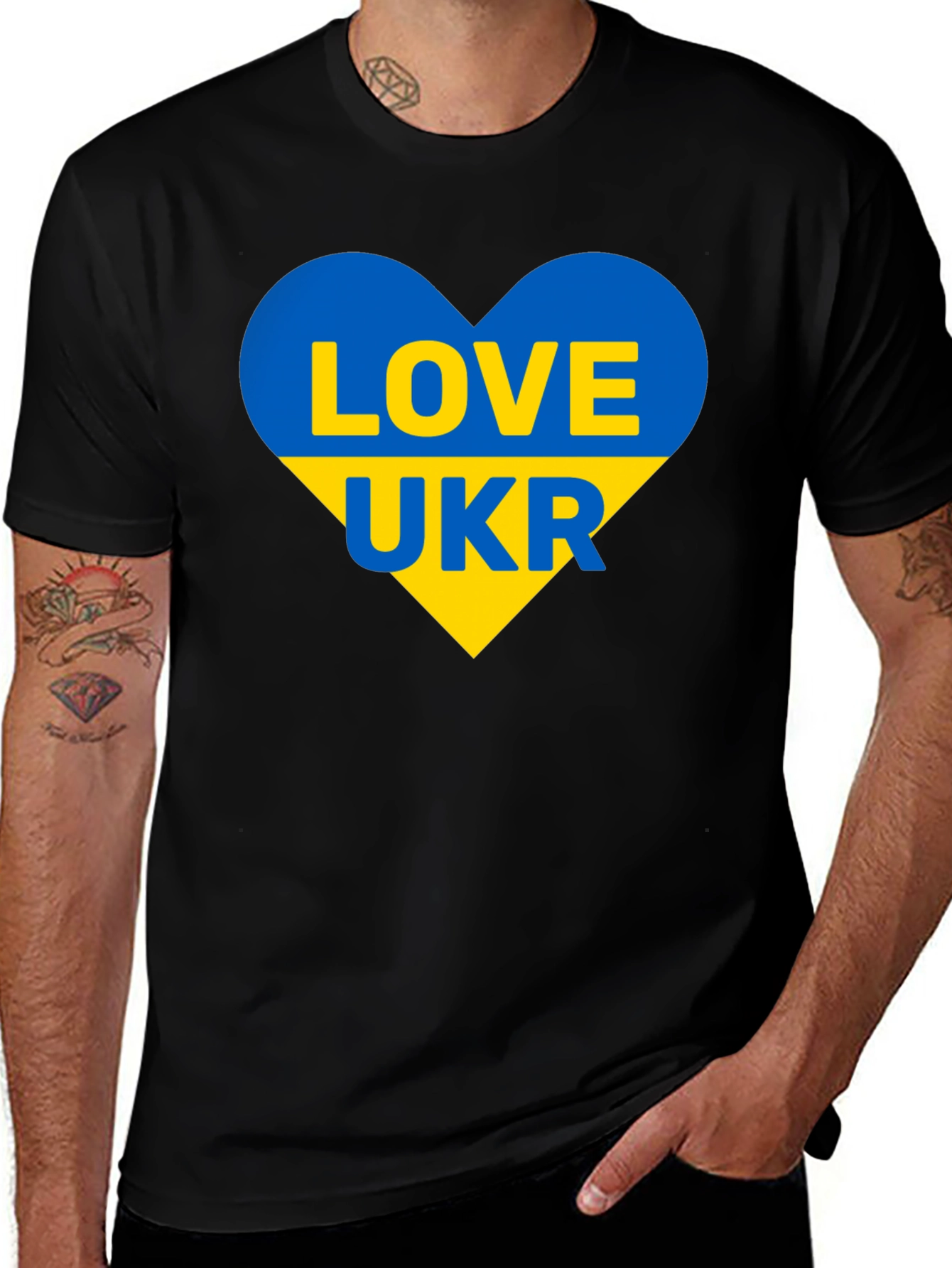 Love Ukraine T-Shirt - Heart Flag Design