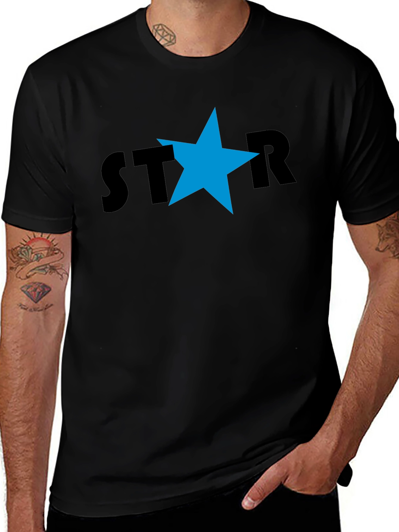 Variant 18 of Star Graphic Black T-Shirt - Casual Cool Style