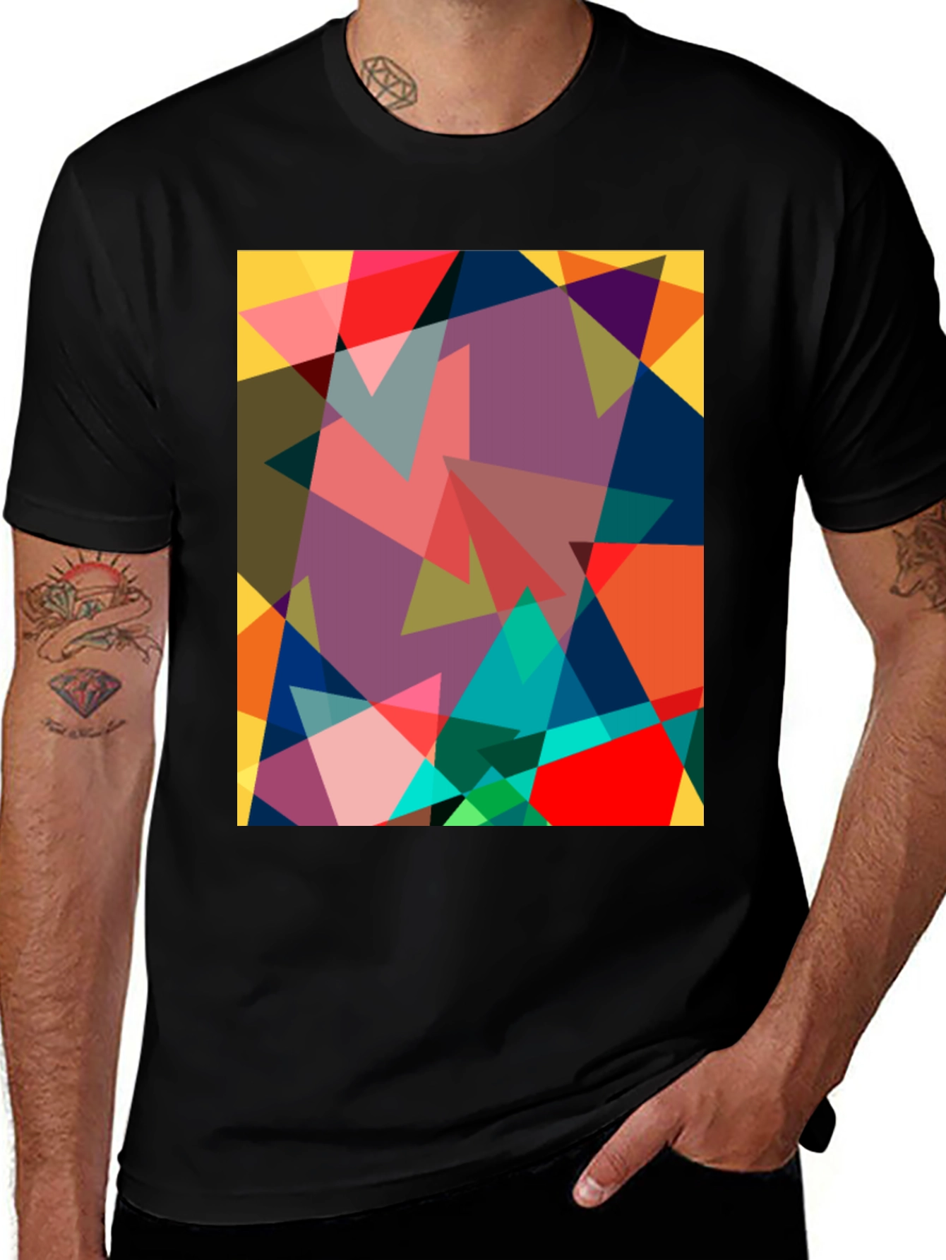 Variant 15 of Geometric Triangle Art Graphic T-Shirt