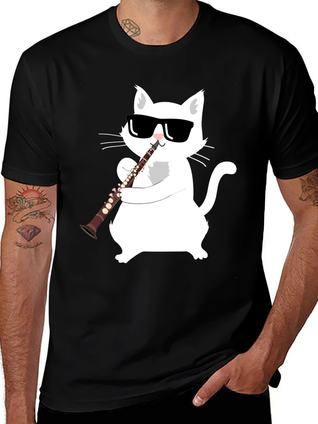 Variant 2 of Cool Cat Clarinet Player Graphic Tee