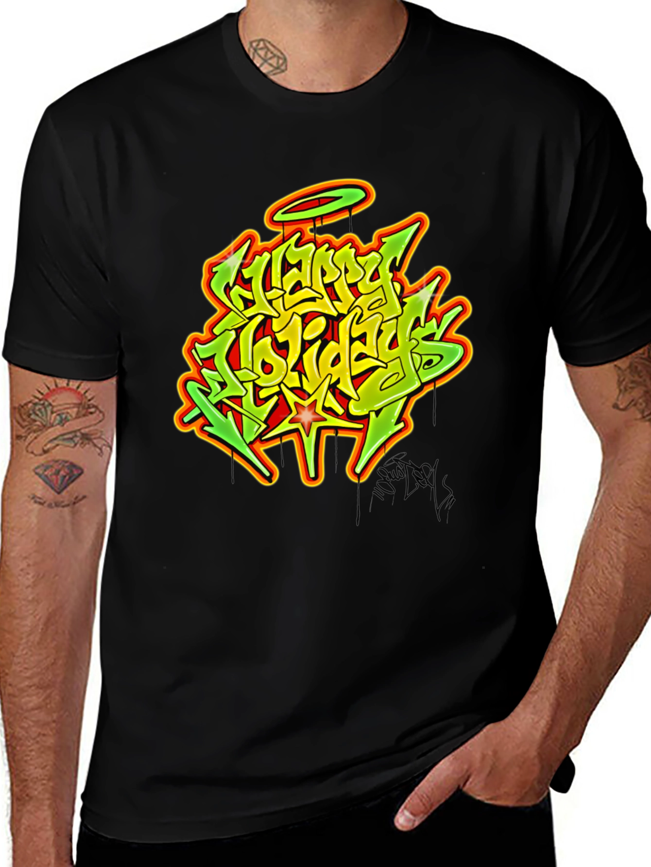 Variant 30 of Graffiti Happy Holidays Graphic Tee