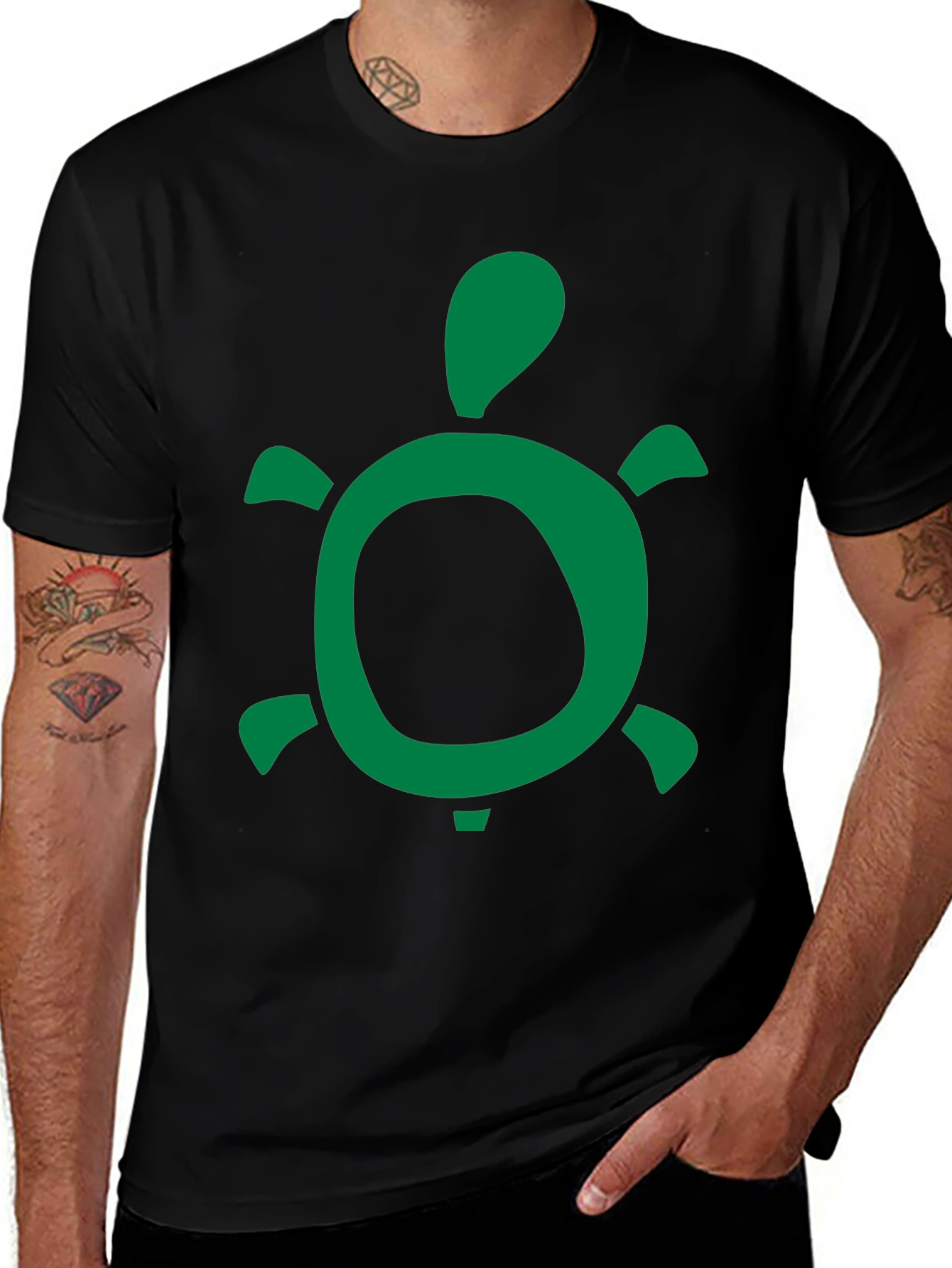 Variant 10 of Green Turtle Graphic Black T-Shirt