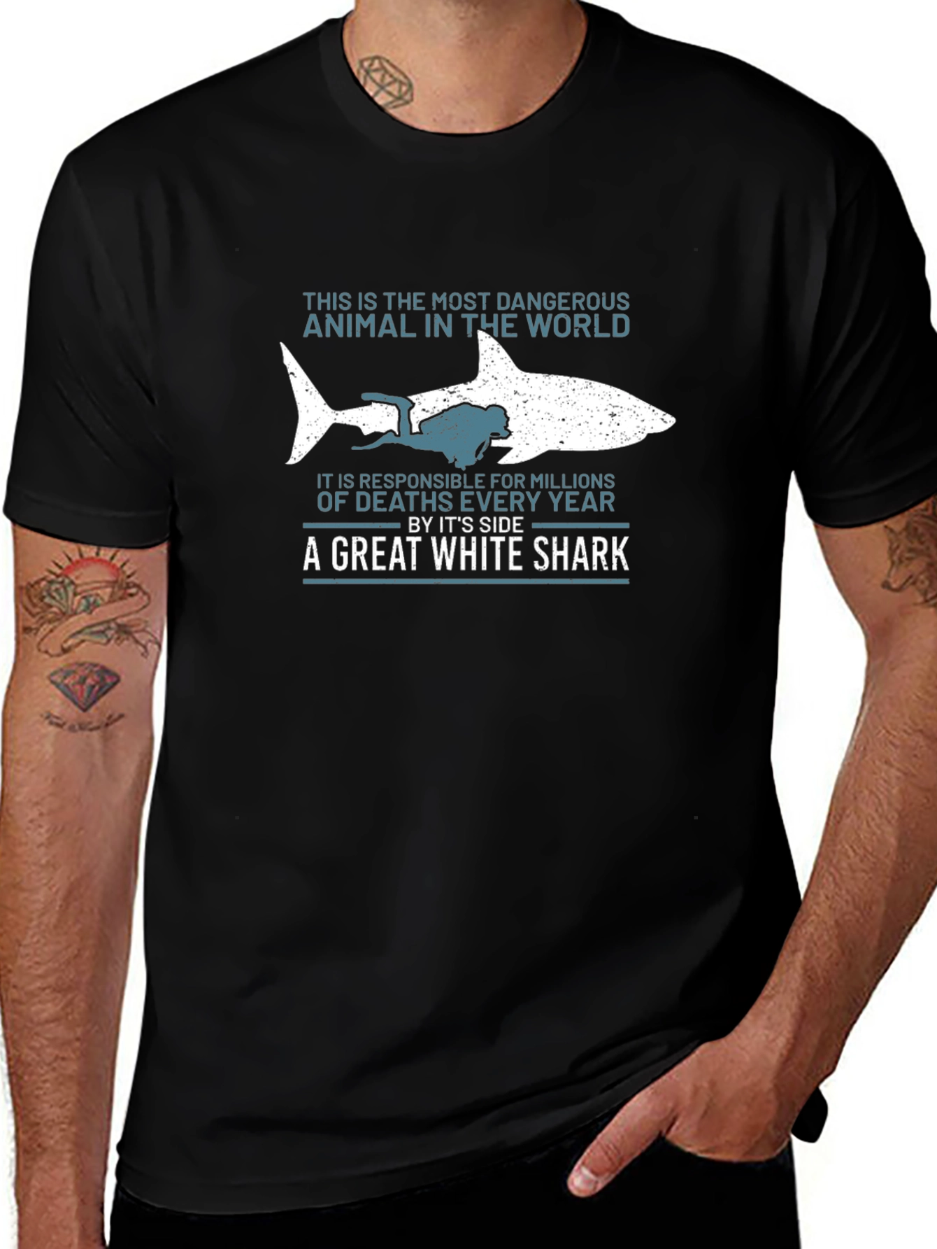 Variant 3 of Dangerous Animal Great White Shark T-Shirt