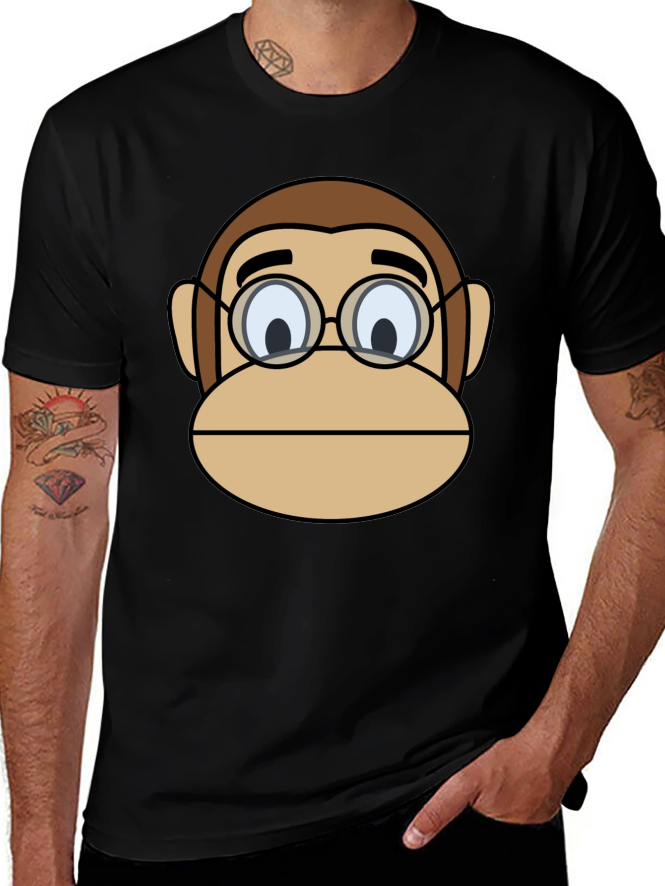 Variant 16 of Nerdy Monkey Face Graphic T-Shirt - Novelty Cartoon Tee