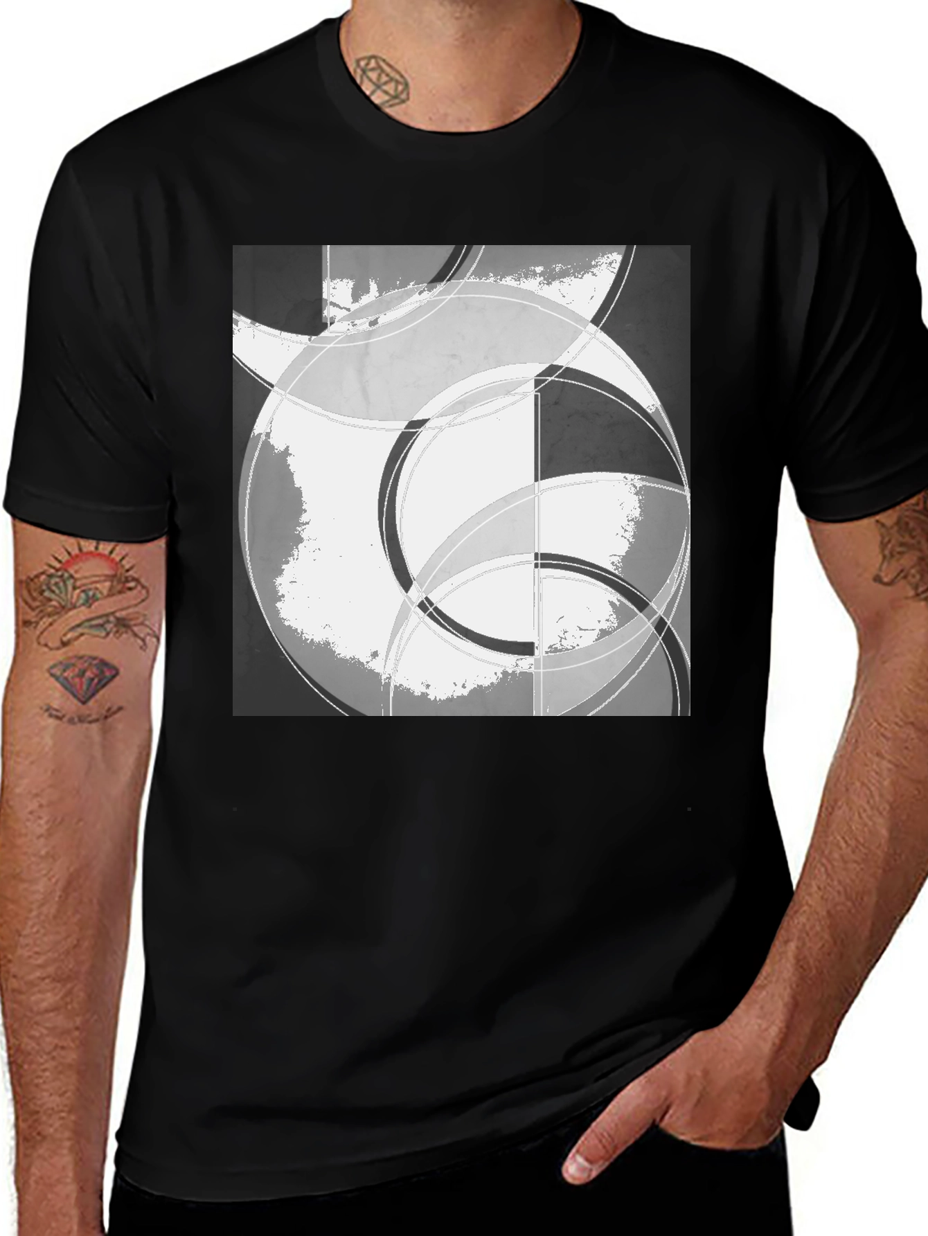 Variant 17 of Abstract Graphic Print Black T-Shirt