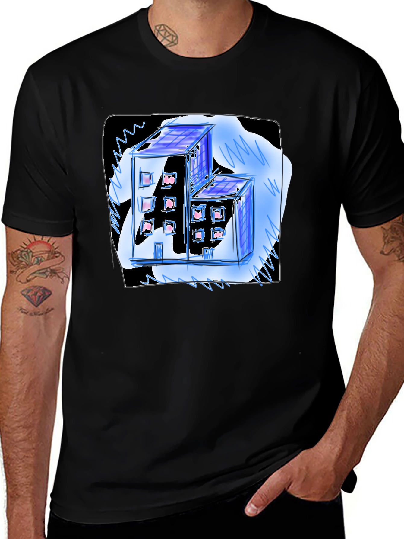 Abstract Building Design Tee - Modern Urban Style