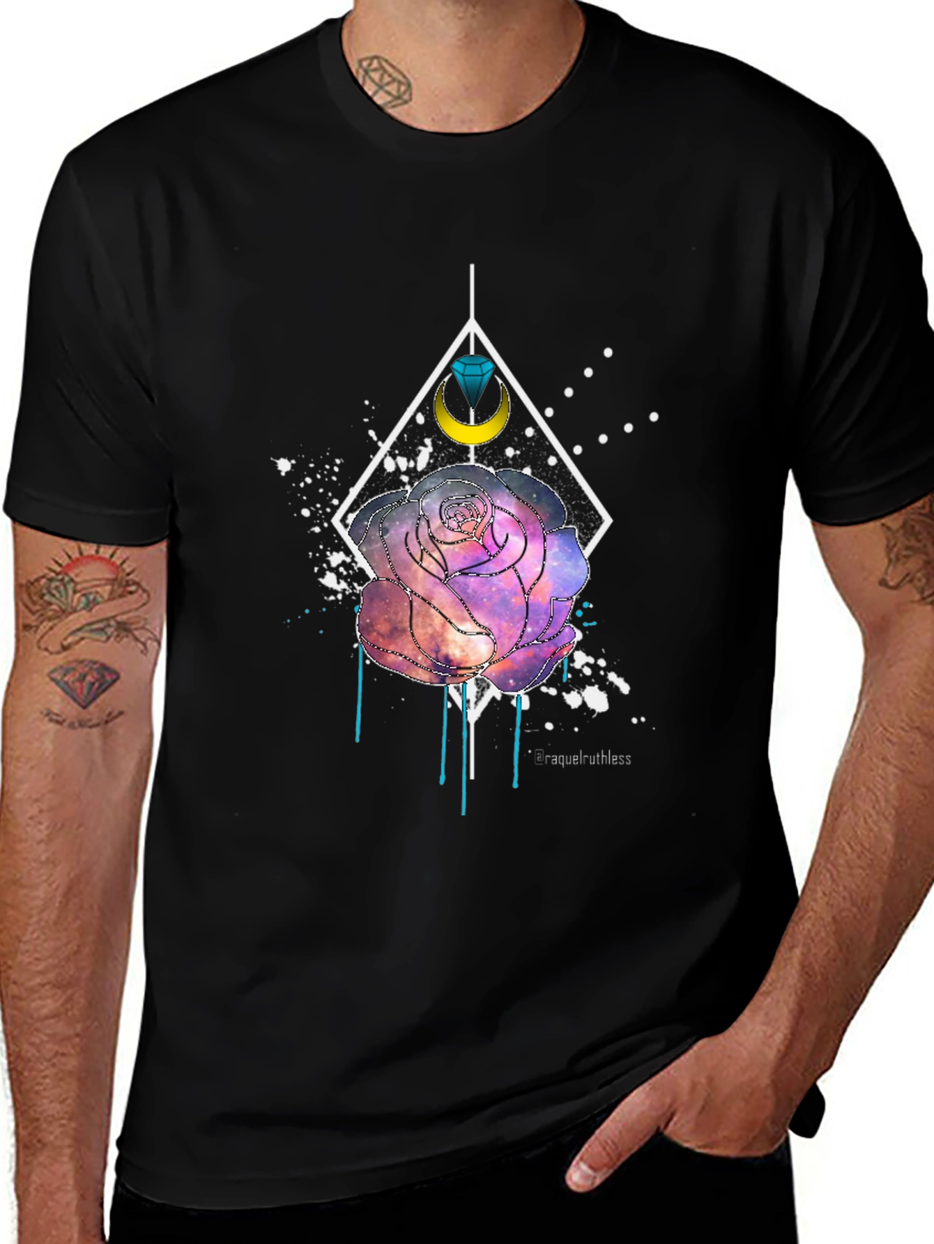 Variant 3 of Galaxy Rose Graphic T-Shirt - Modern Artistic Design