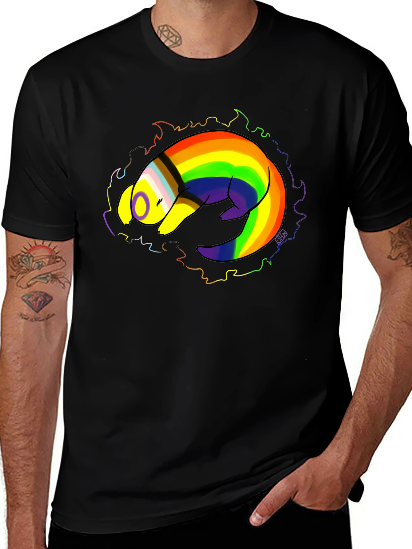 Variant 16 of Rainbow Ferret T-Shirt - Prideful and Playful Design