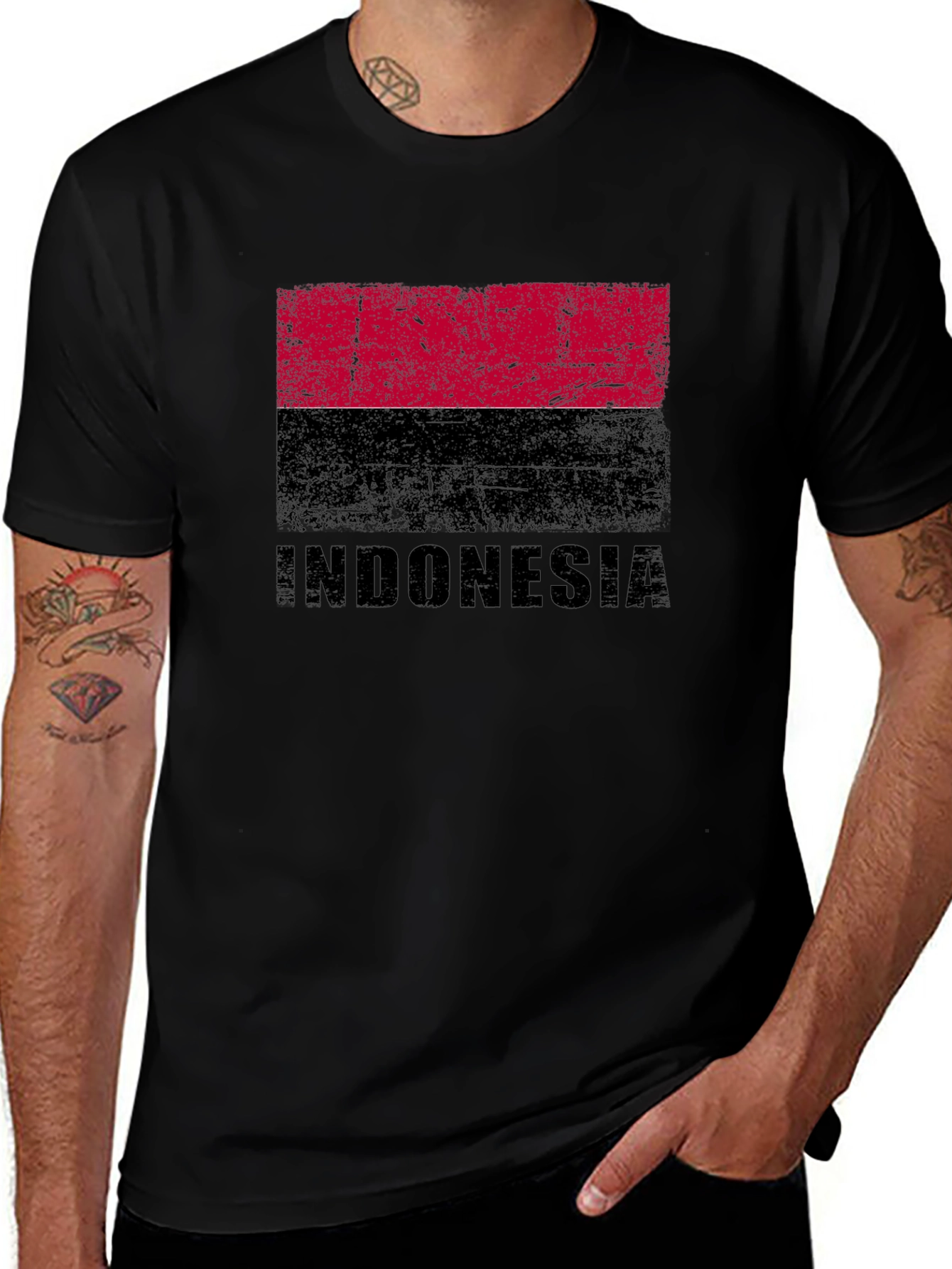 Variant 29 of Indonesia Flag Graphic T-Shirt - Distressed Design