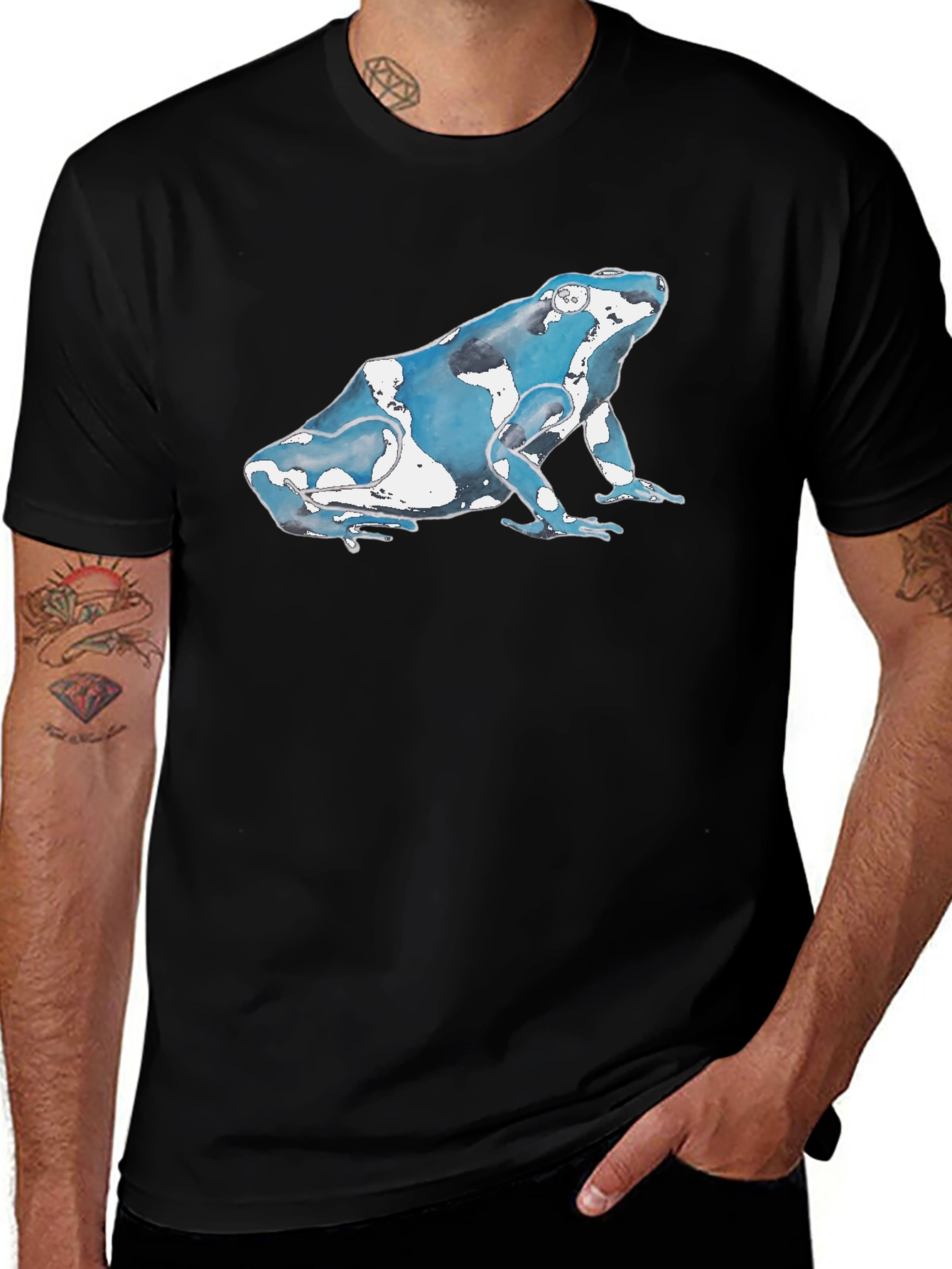 Black Blue Poison Dart Frog Graphic T-Shirt main image