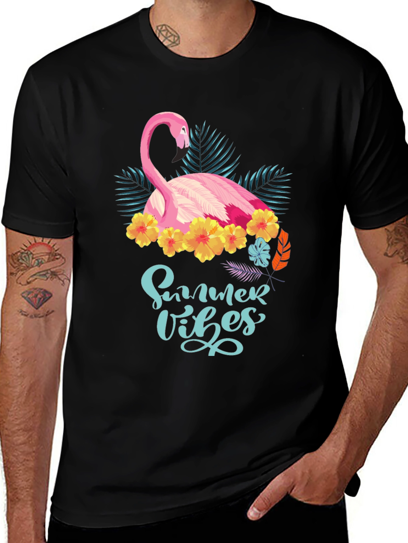 Variant 16 of Summer Vibes Flamingo T-Shirt - Tropical Design