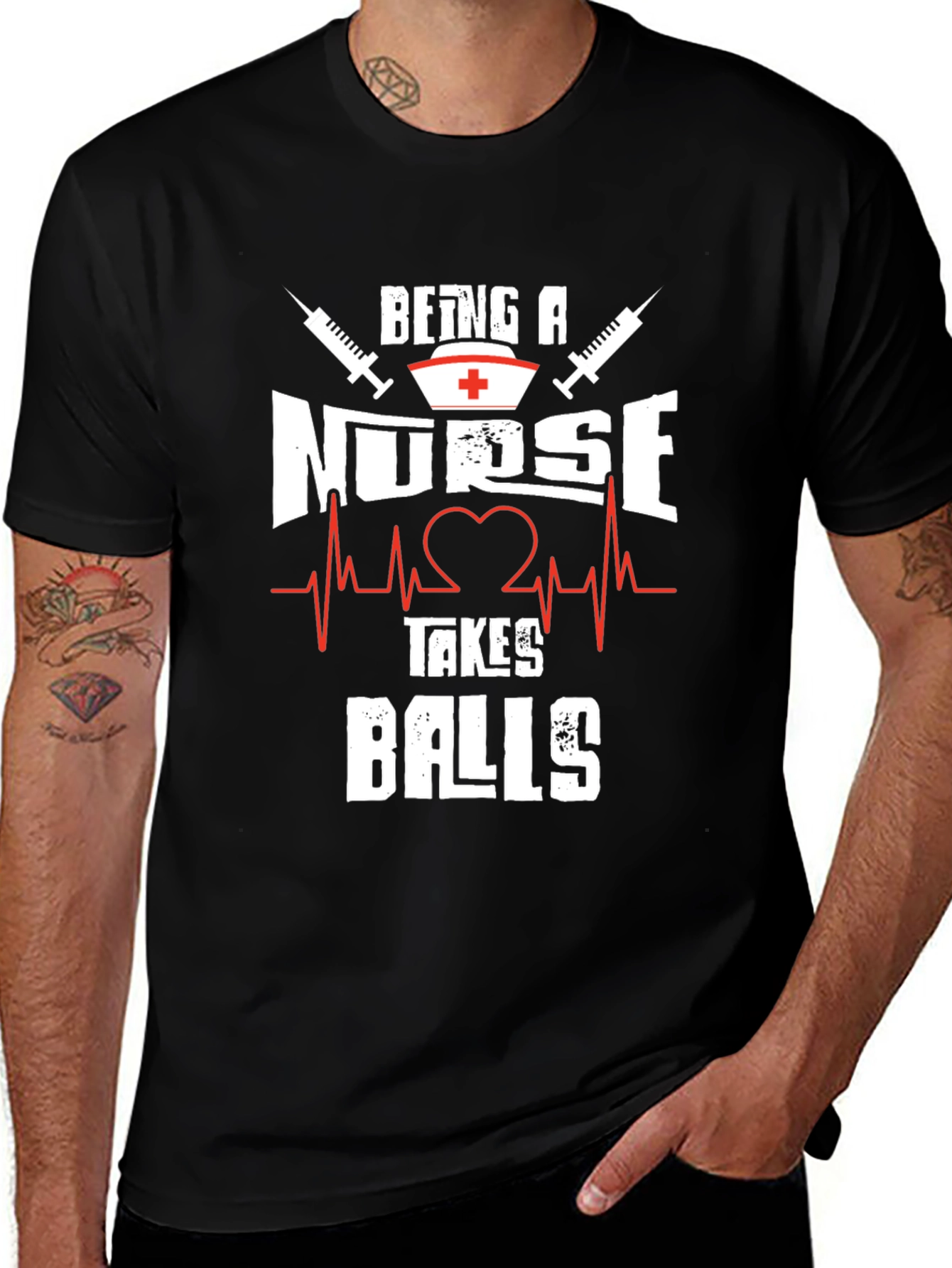 Variant 9 of Being a Nurse Takes Balls Graphic T-Shirt