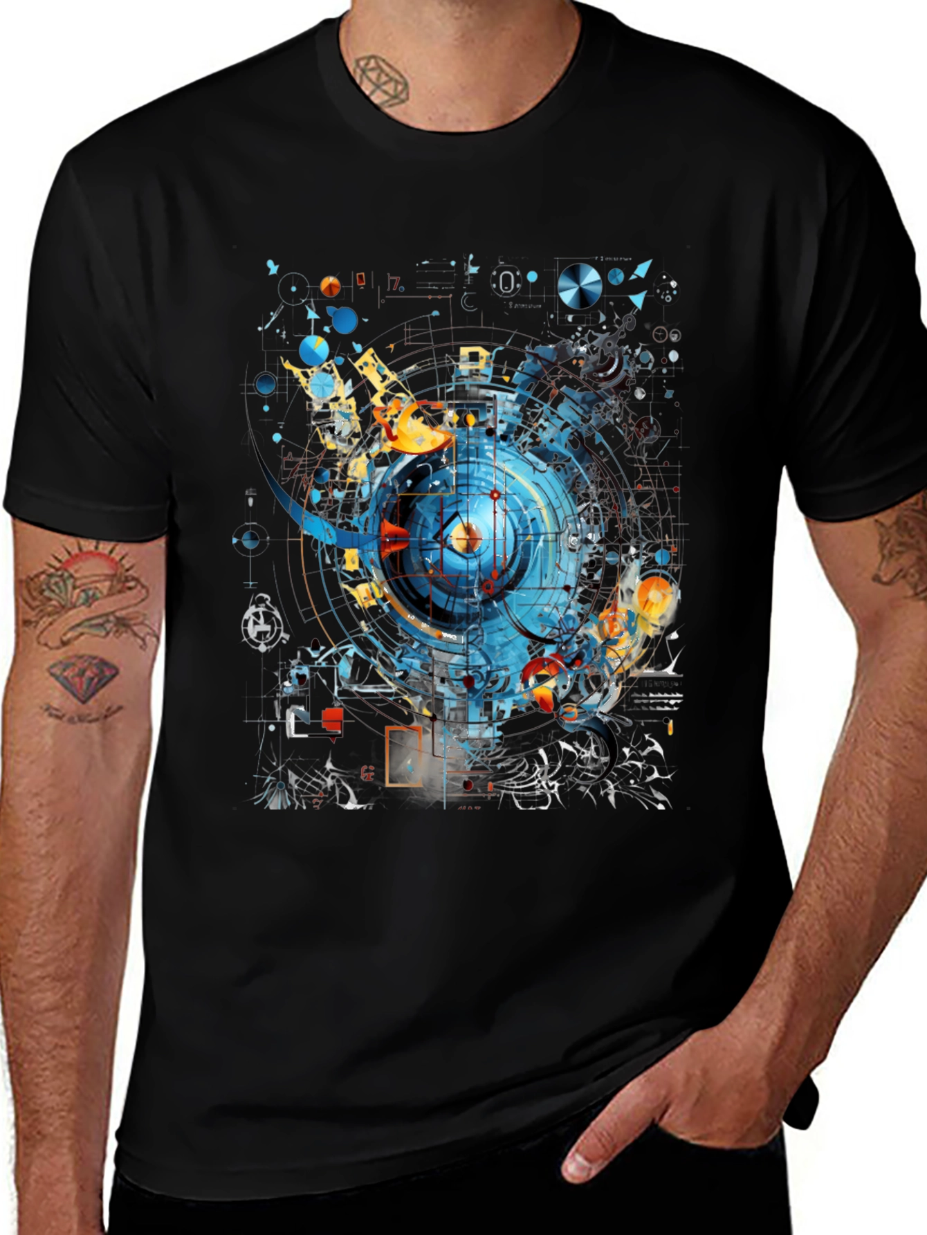 Variant 23 of Abstract Geometric Design Black T-Shirt