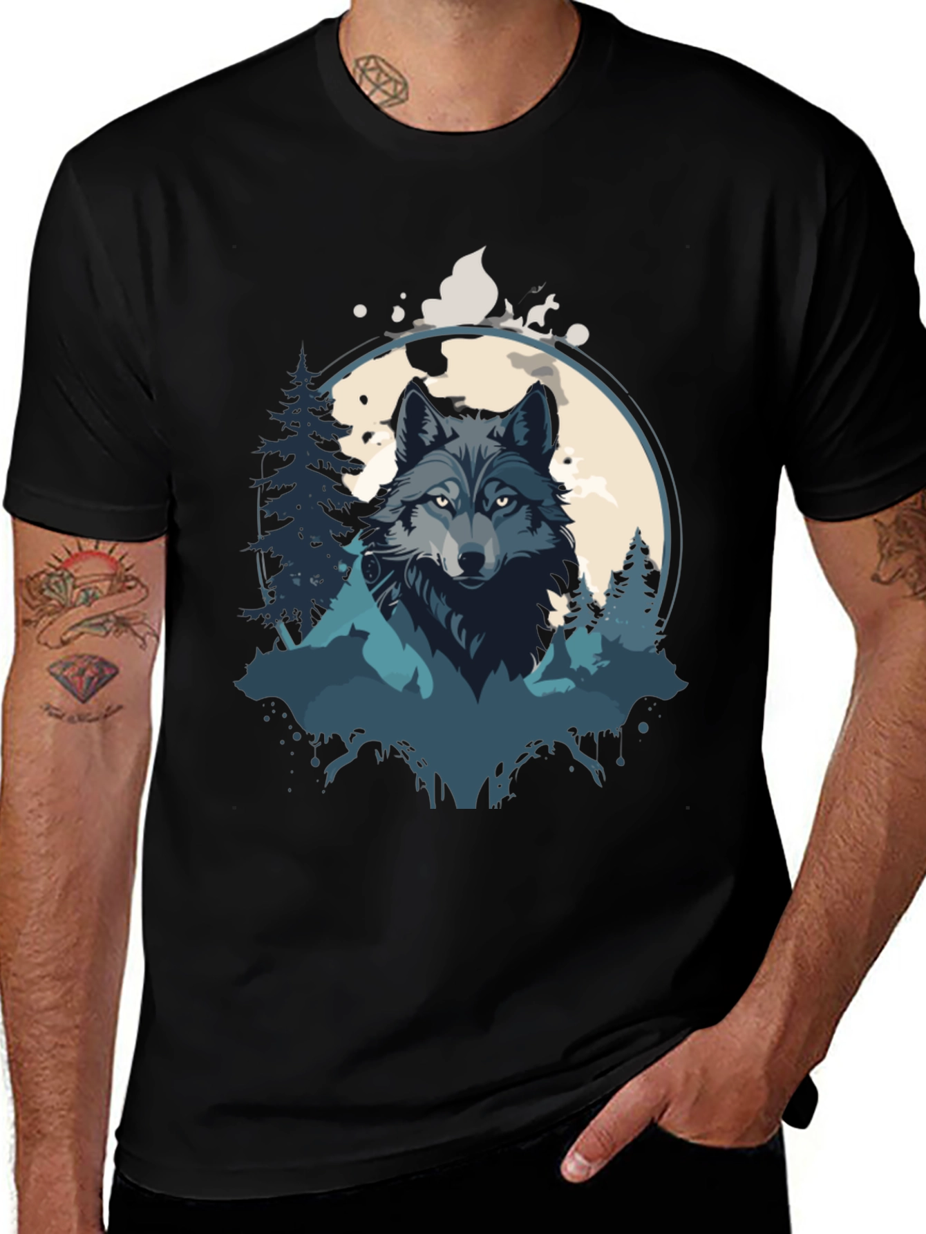 Variant 24 of Wolf Moon Graphic Tee - Nature Inspired Design