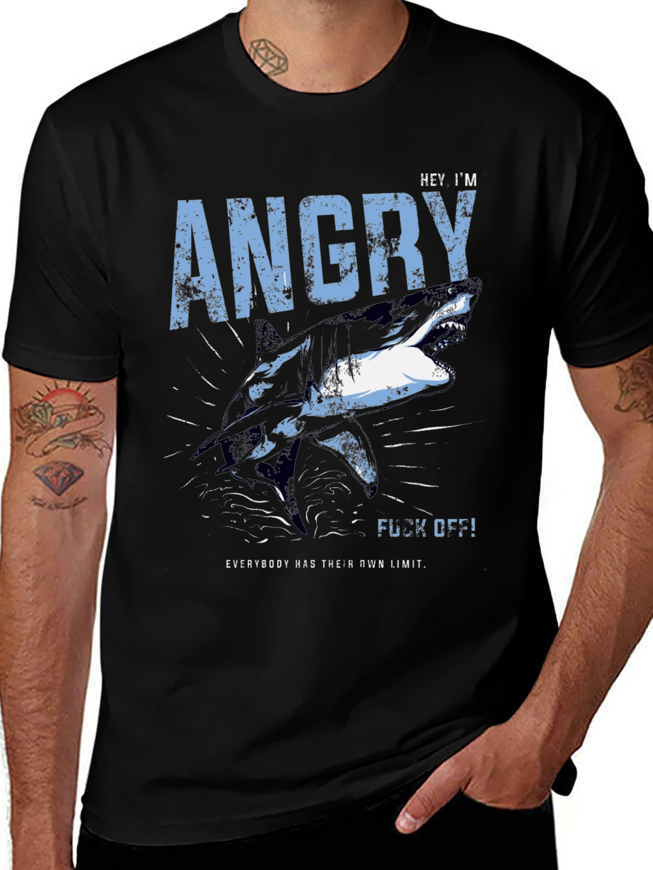 Variant 15 of Angry Shark Graphic T-Shirt - "Hey I'm Angry!"