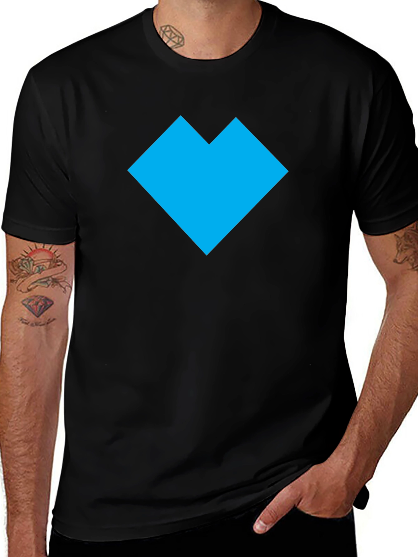 Variant 8 of Modern Geometric Heart T-Shirt - Casual Black Tee