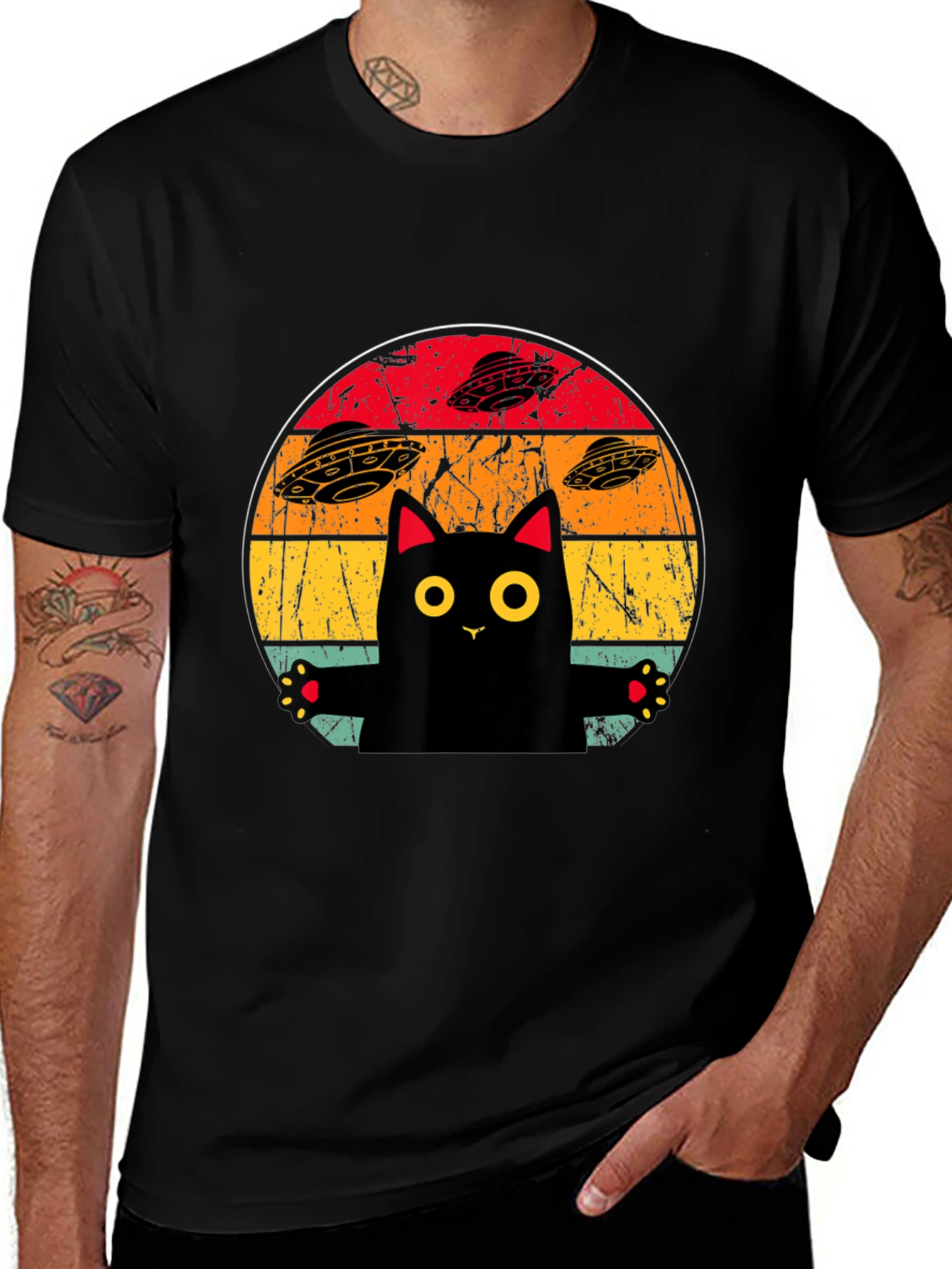 Variant 5 of Retro Cat UFO T-Shirt