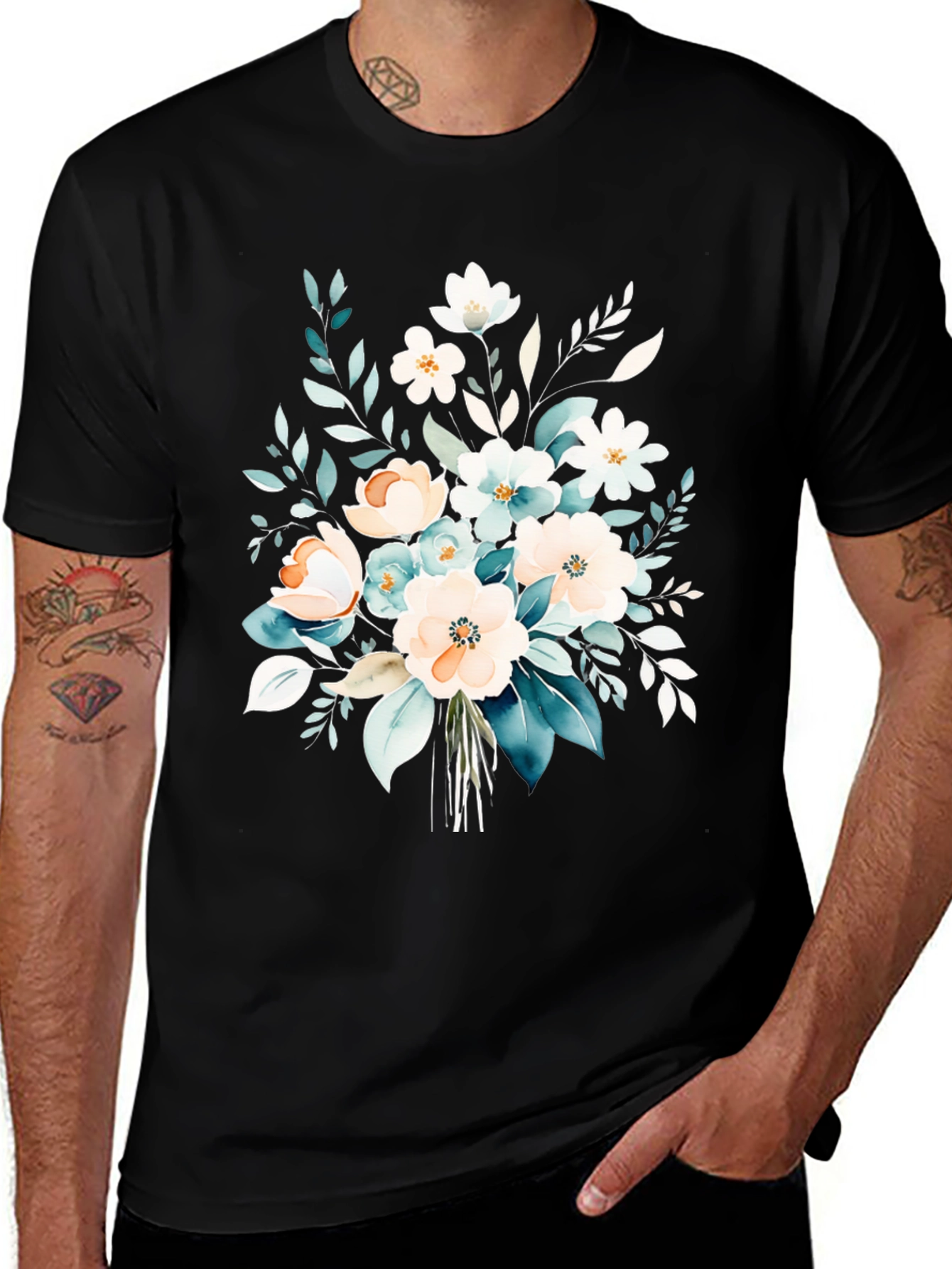 Variant 9 of Floral Watercolor Graphic T-Shirt