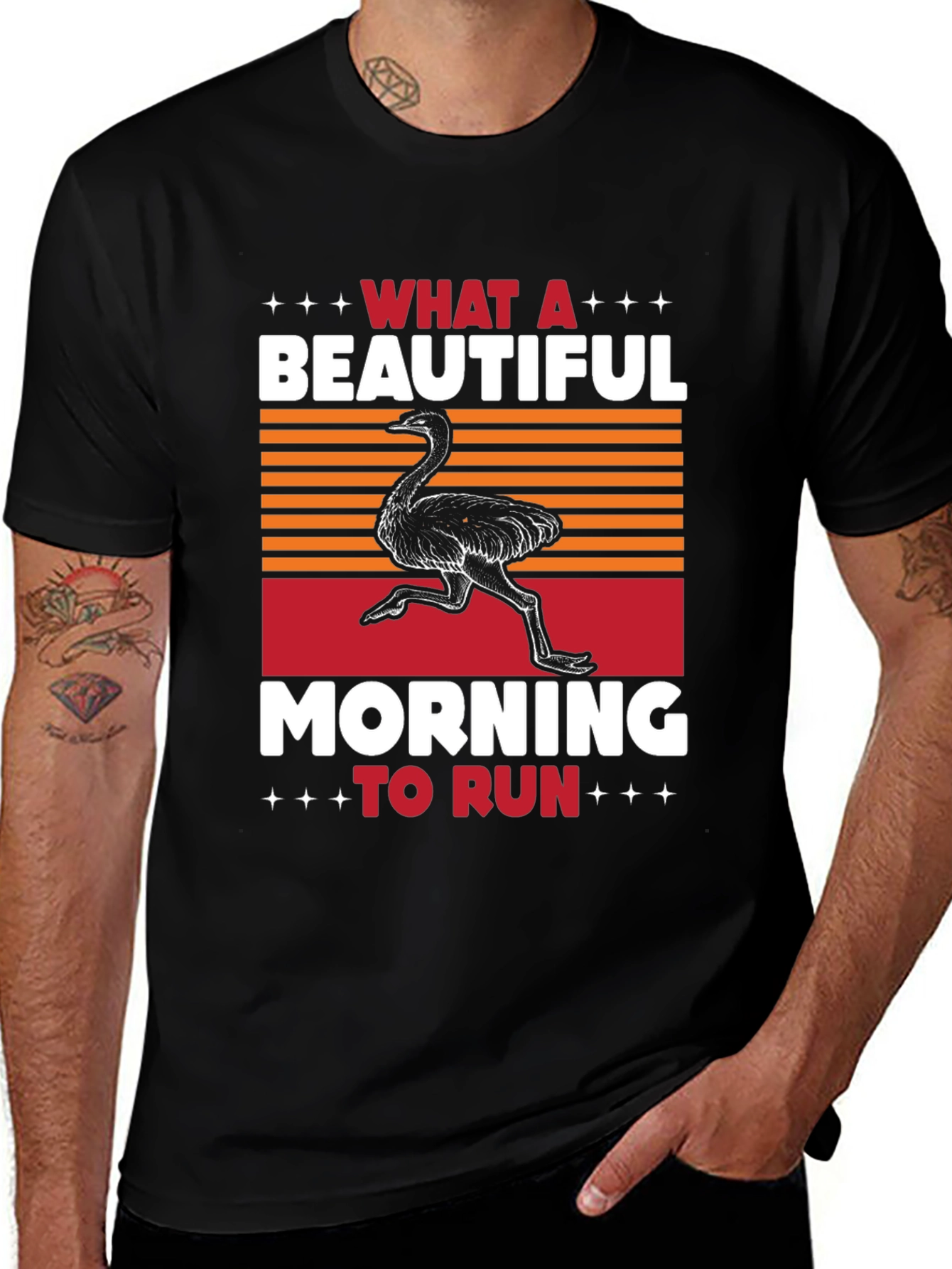 Variant 18 of Ostrich Run T-Shirt - Beautiful Morning Tee