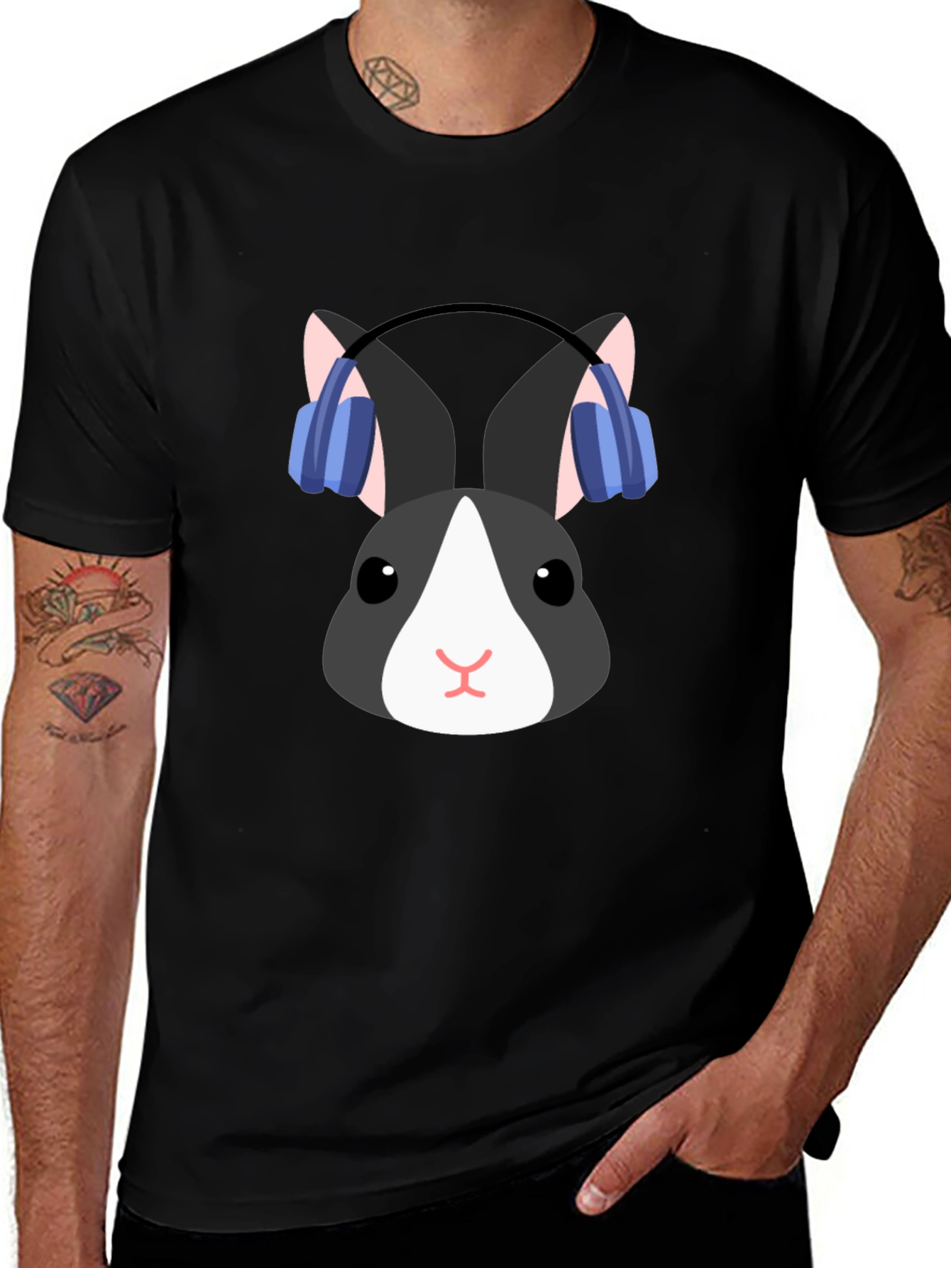 Variant 13 of Bunny DJ T-Shirt - Cute Rabbit Headphone Graphic Tee