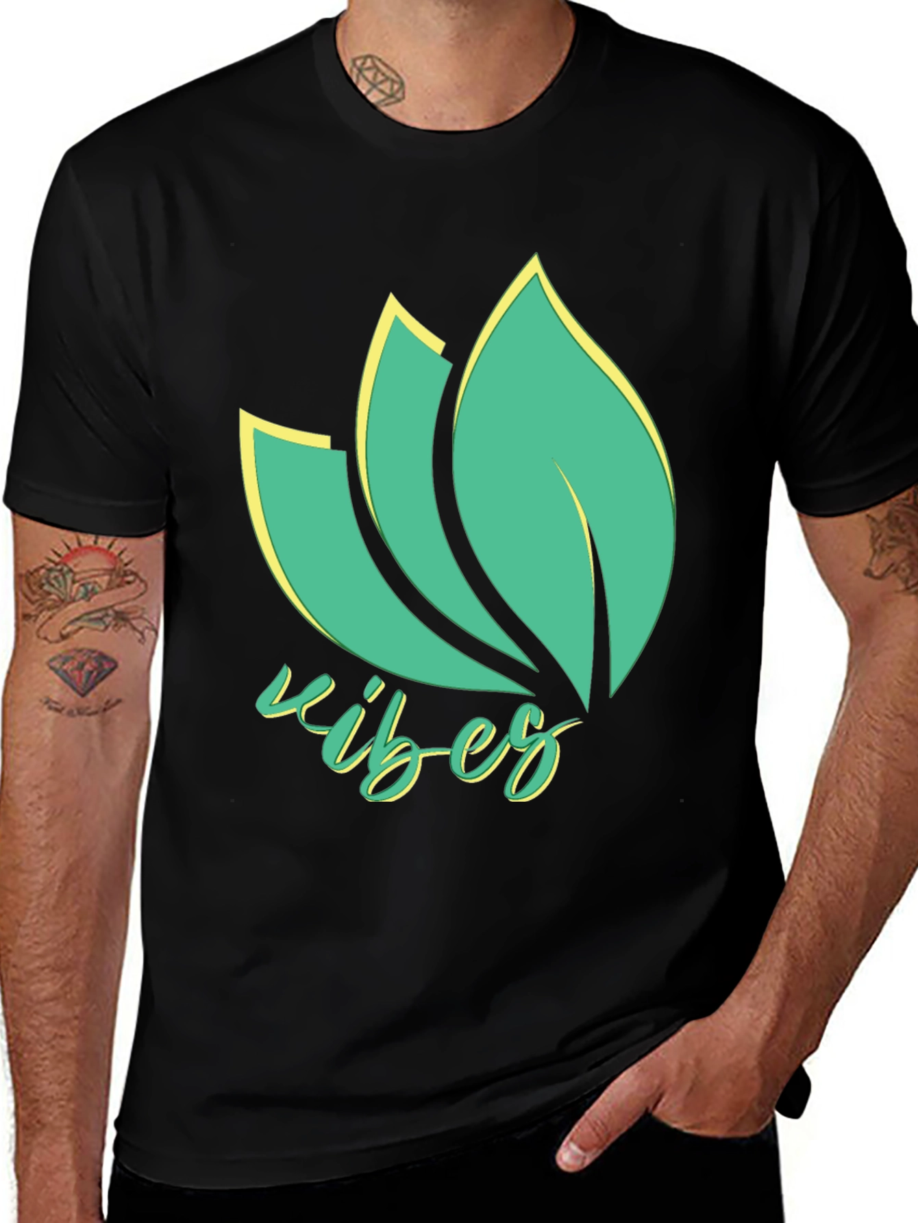 Variant 17 of Vibes Graphic Tee - Stylish & Comfortable Men's Black T-Shirt