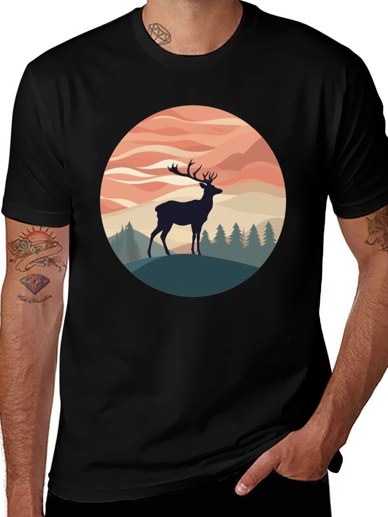 Variant 22 of Deer Graphic T-Shirt - Nature Inspired Design