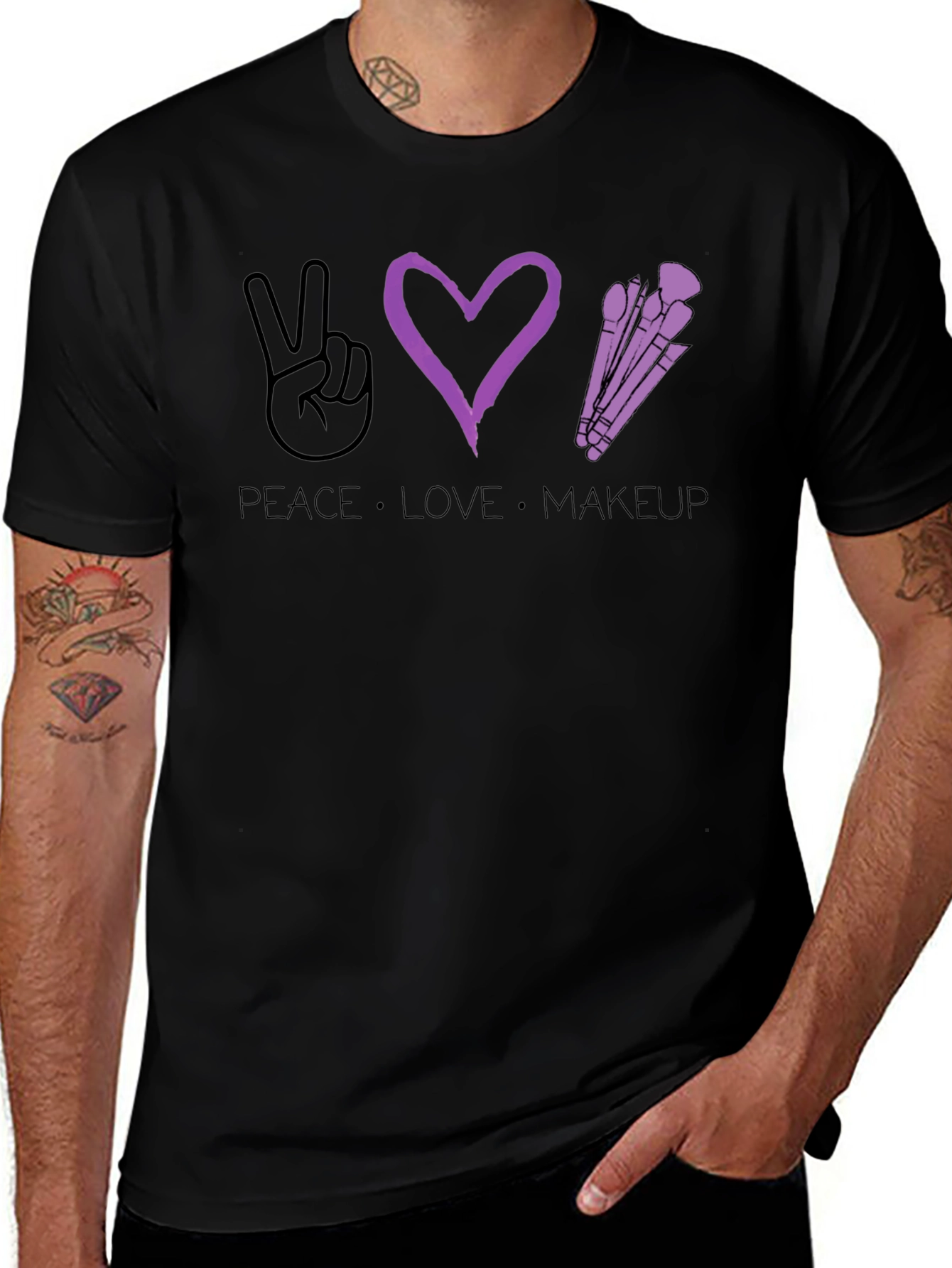 Variant 19 of Peace Love Makeup T-Shirt - Stylish Graphic Tee