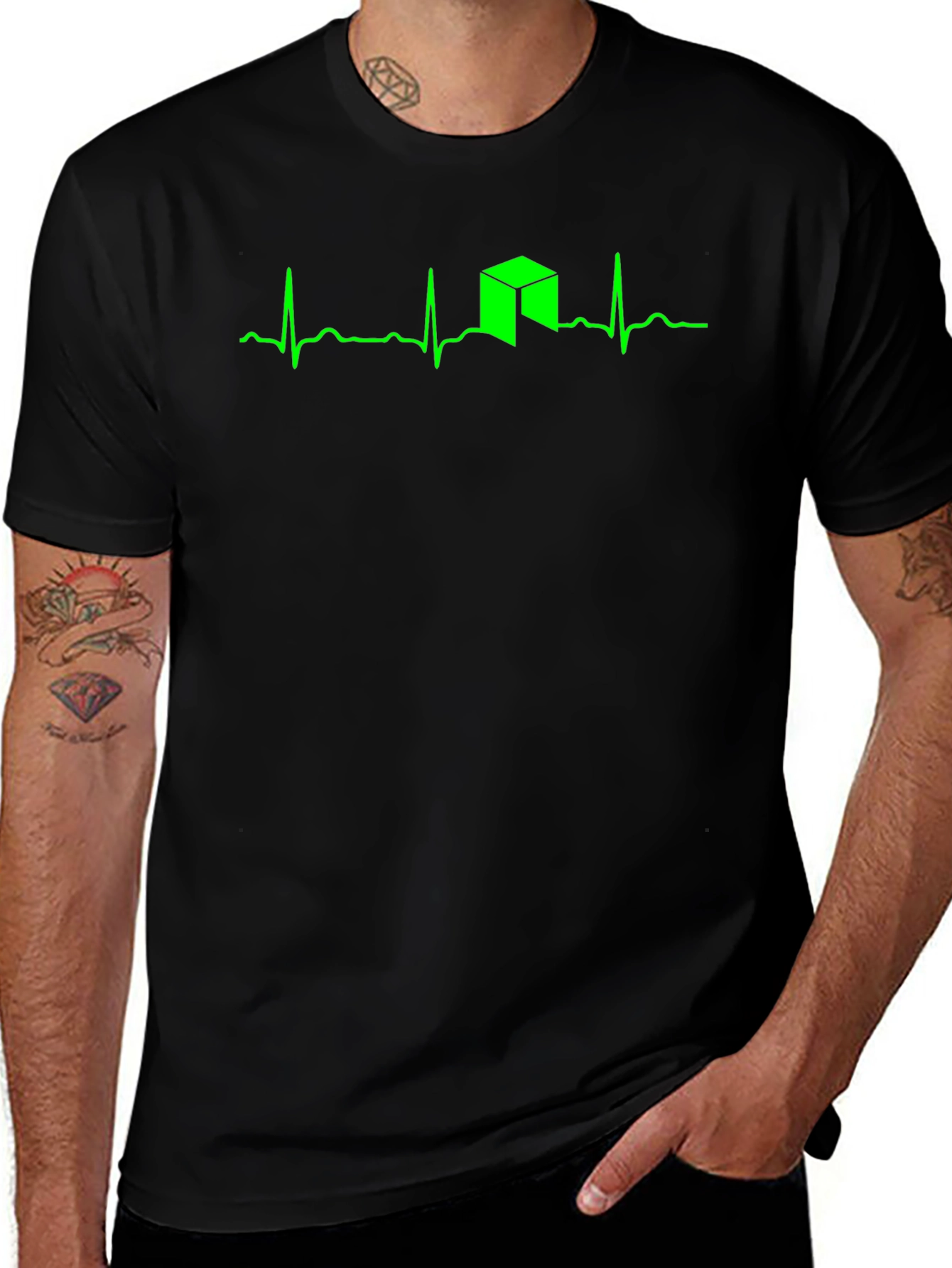 Variant 21 of Neon Heartbeat Cube T-Shirt