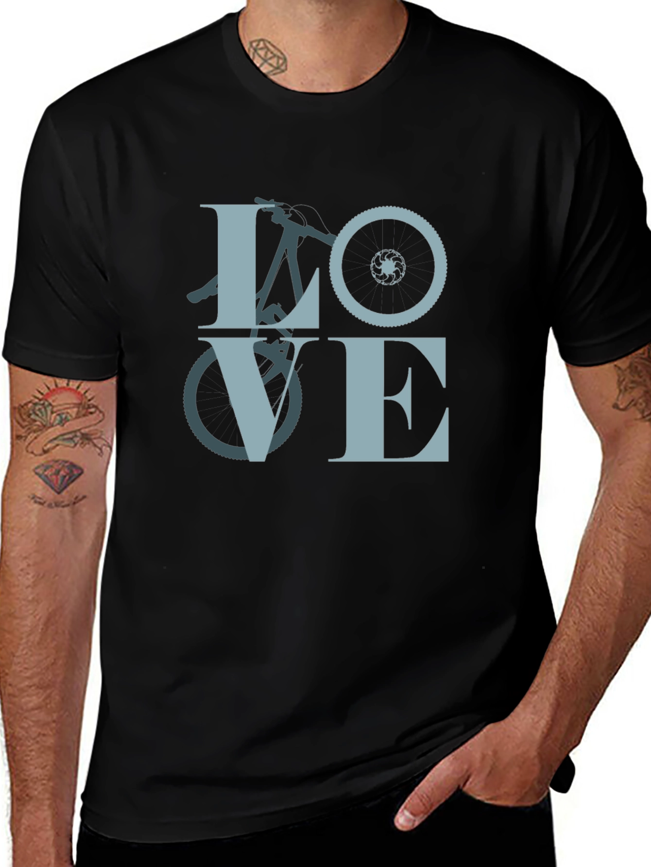 Variant 17 of Love Biking Graphic Tee - Black Casual Shirt