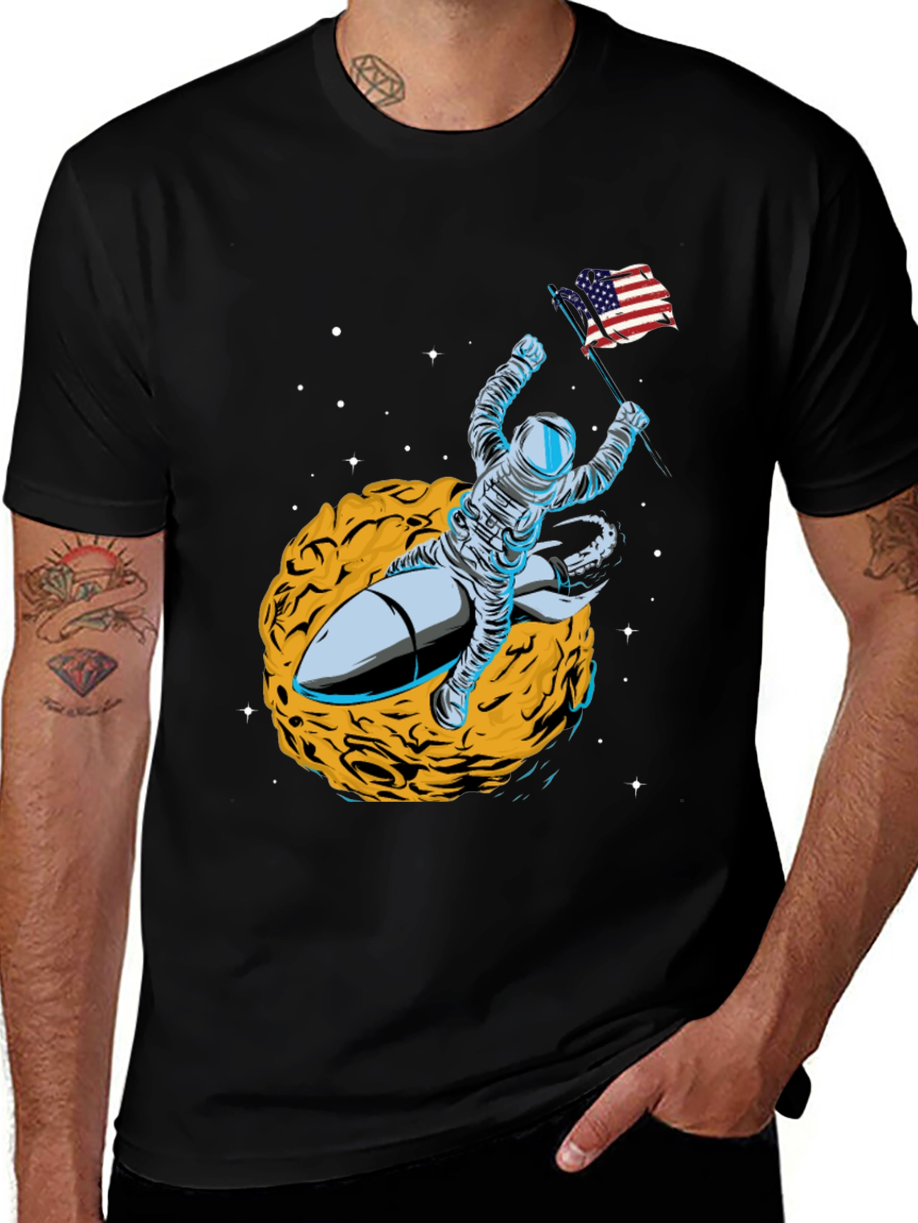 Variant 25 of Astronaut Rocket Ride T-Shirt - USA Flag