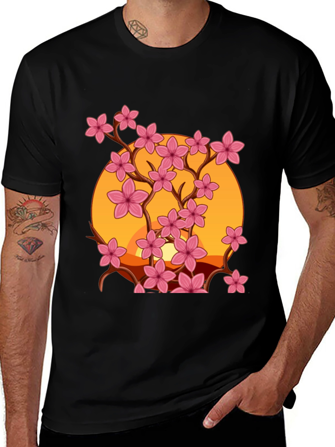 Variant 4 of Cherry Blossom Sunset Graphic Tee