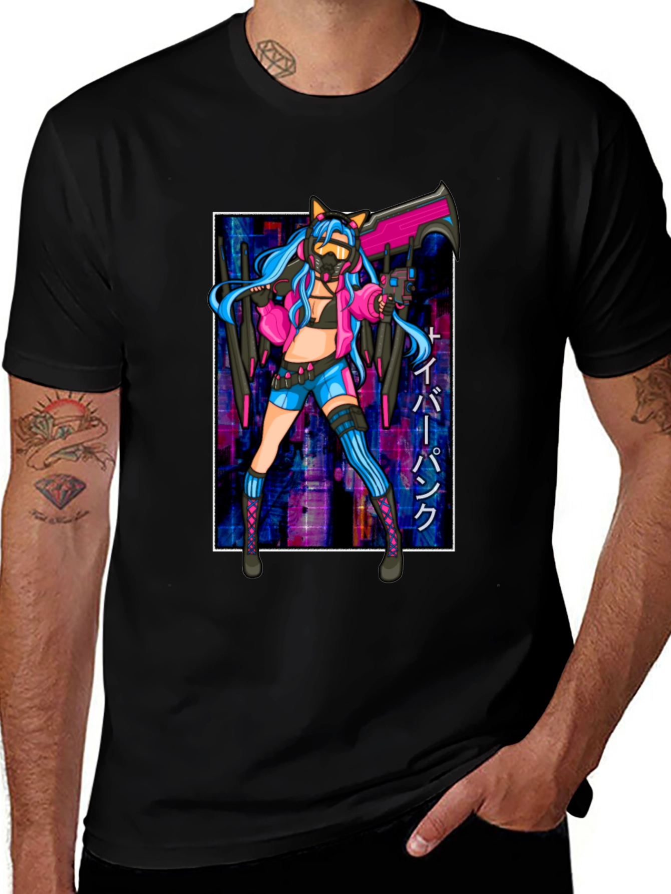 Variant 18 of Cyberpunk Anime Girl Graphic Tee - Trendy Style