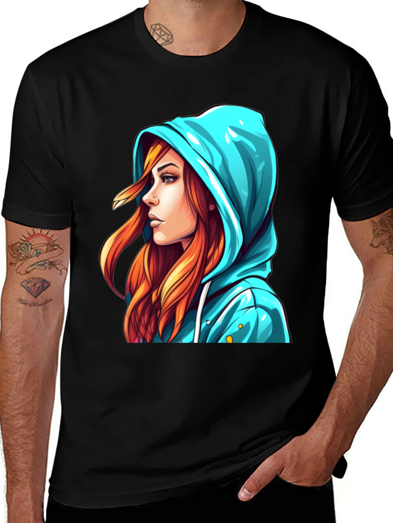 Variant 8 of Stylish Graphic Tee - Girl in Hoodie