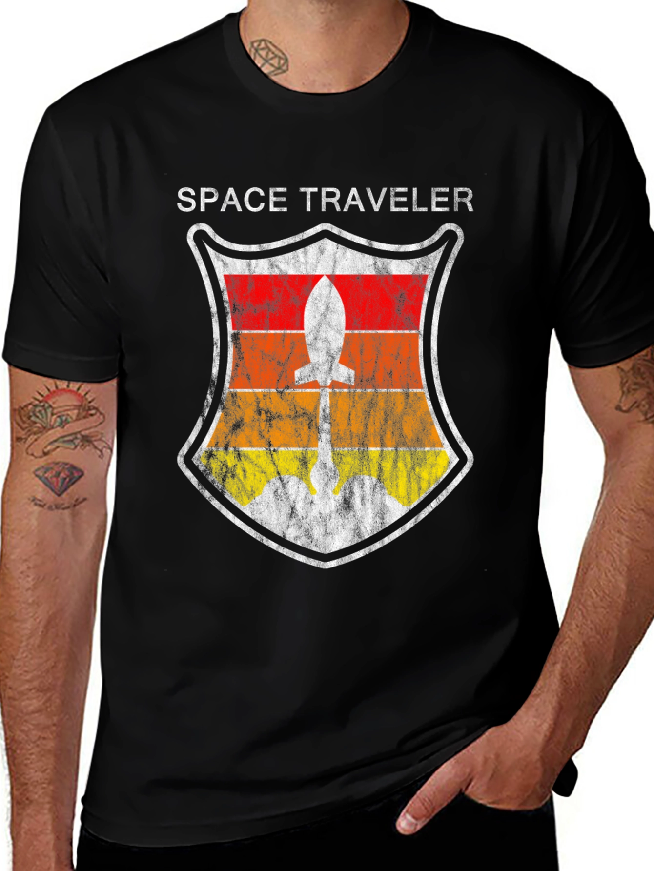 Variant 29 of Space Traveler Retro Rocket T-Shirt