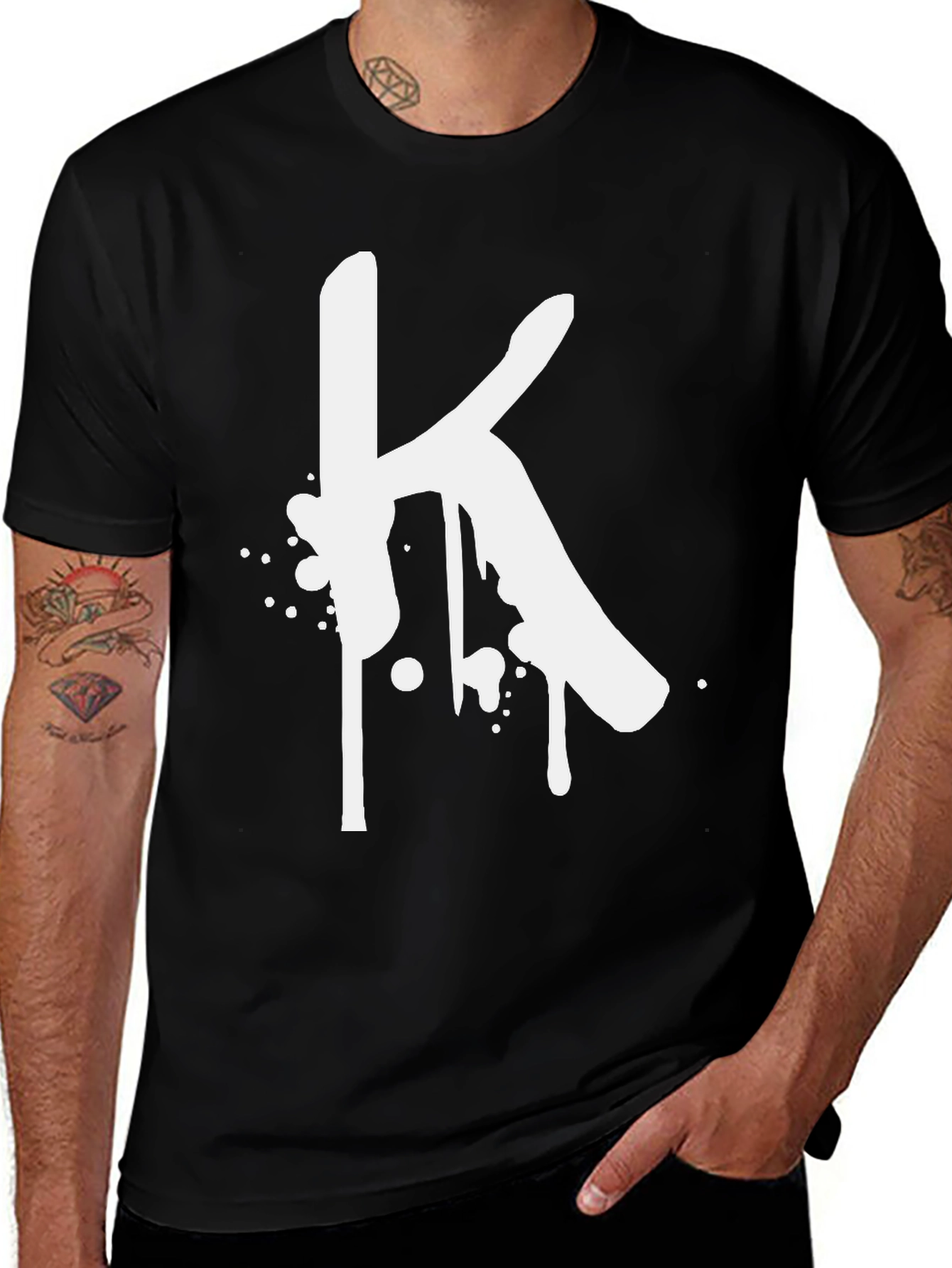 Variant 20 of Men's Black T-Shirt with White "K" Graphic