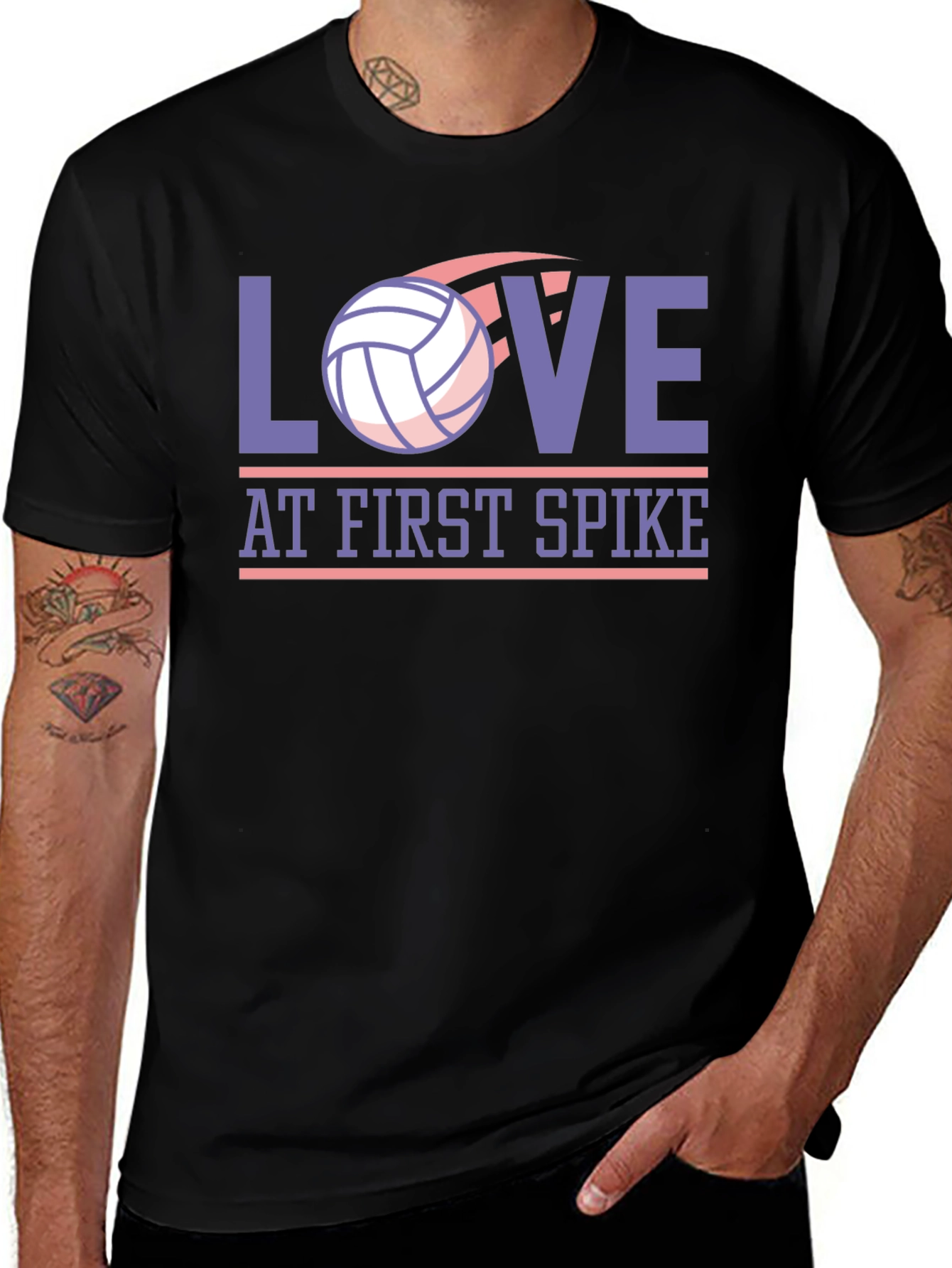 Variant 6 of Volleyball Love At First Spike Black T-Shirt