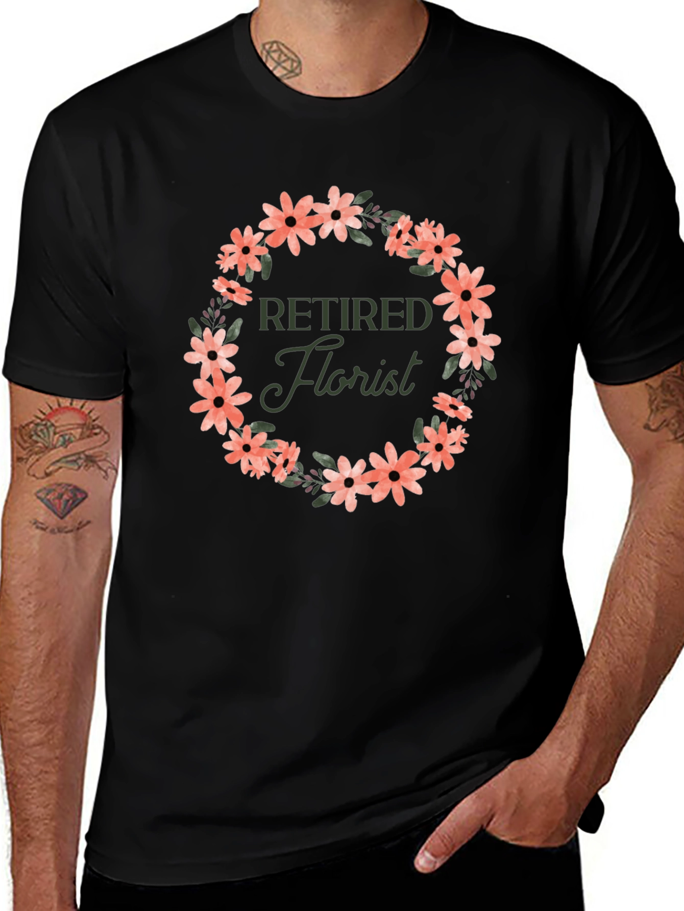 Variant 19 of Retired Florist Flower Wreath Graphic T-Shirt