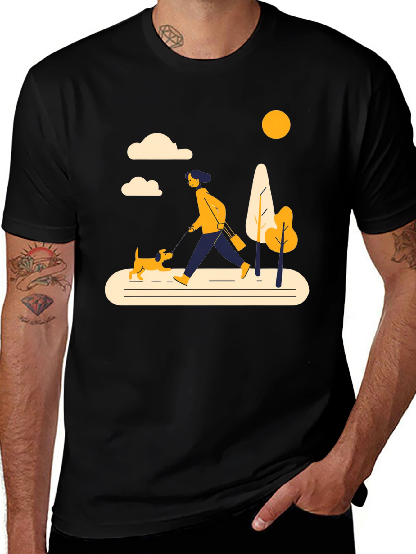 Dog Walker T-Shirt - Nature Design
