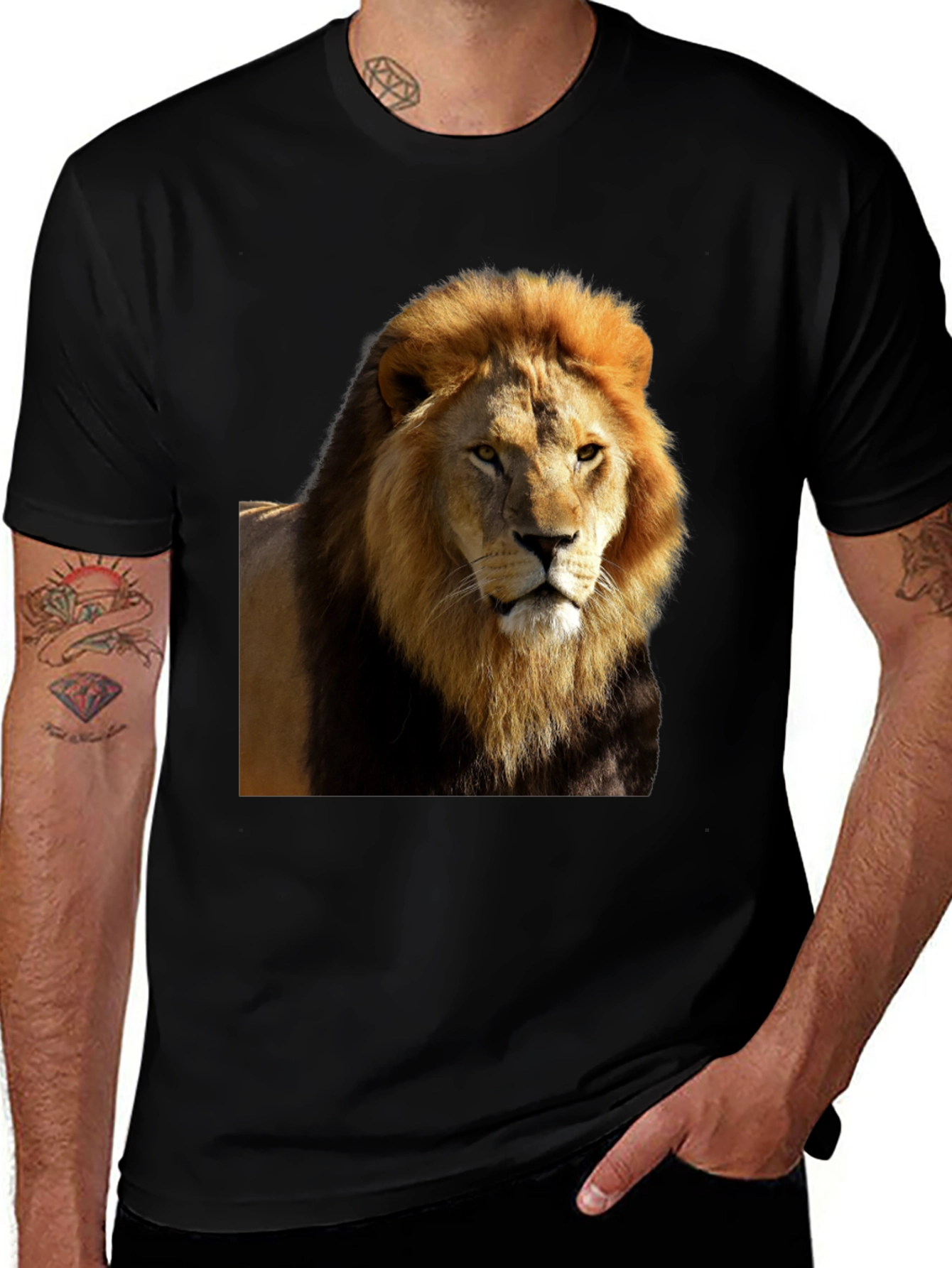 Variant 6 of Lion Graphic Black T-Shirt - Wild Style