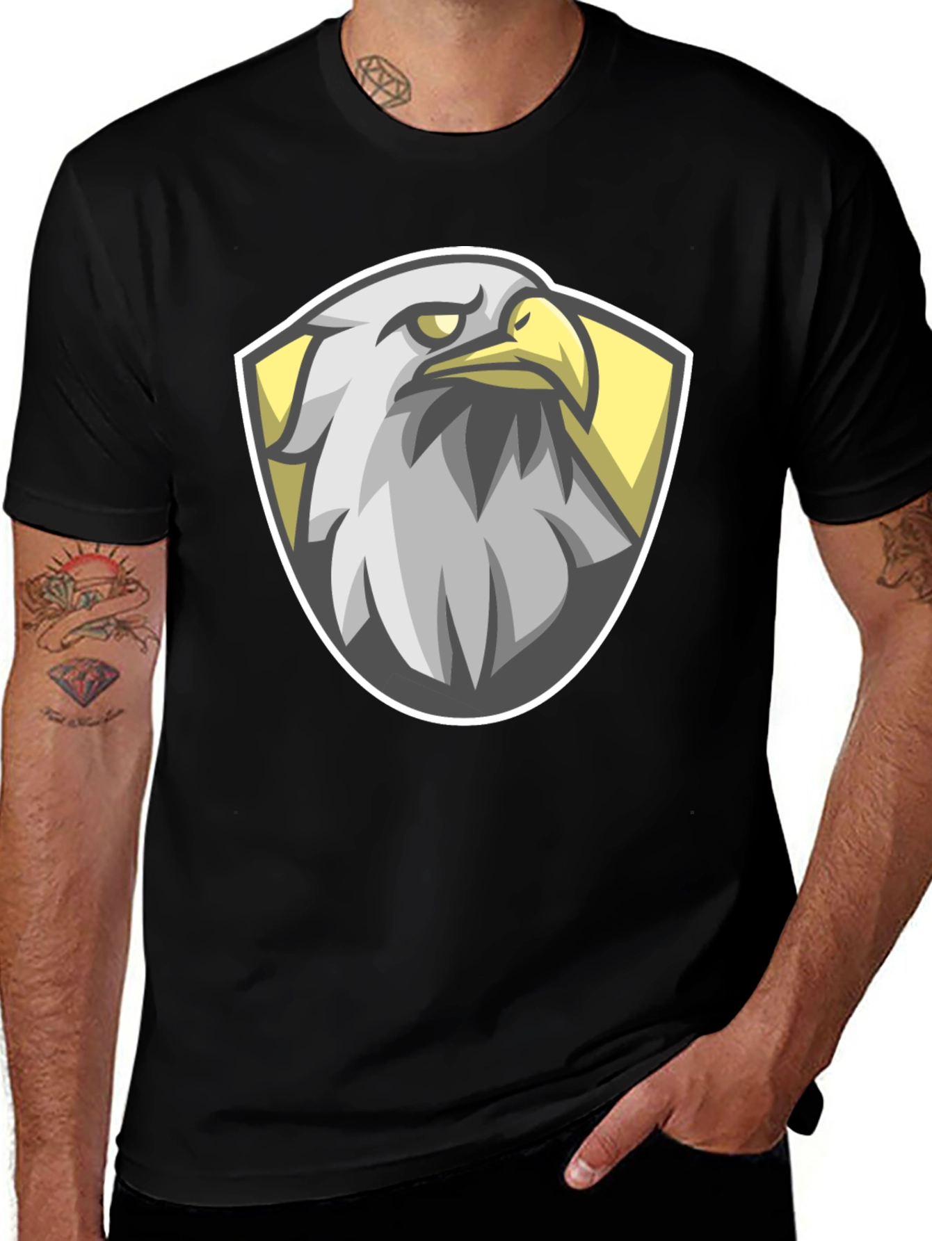Variant 9 of Eagle Shield Graphic Tee - Men's Black T-Shirt