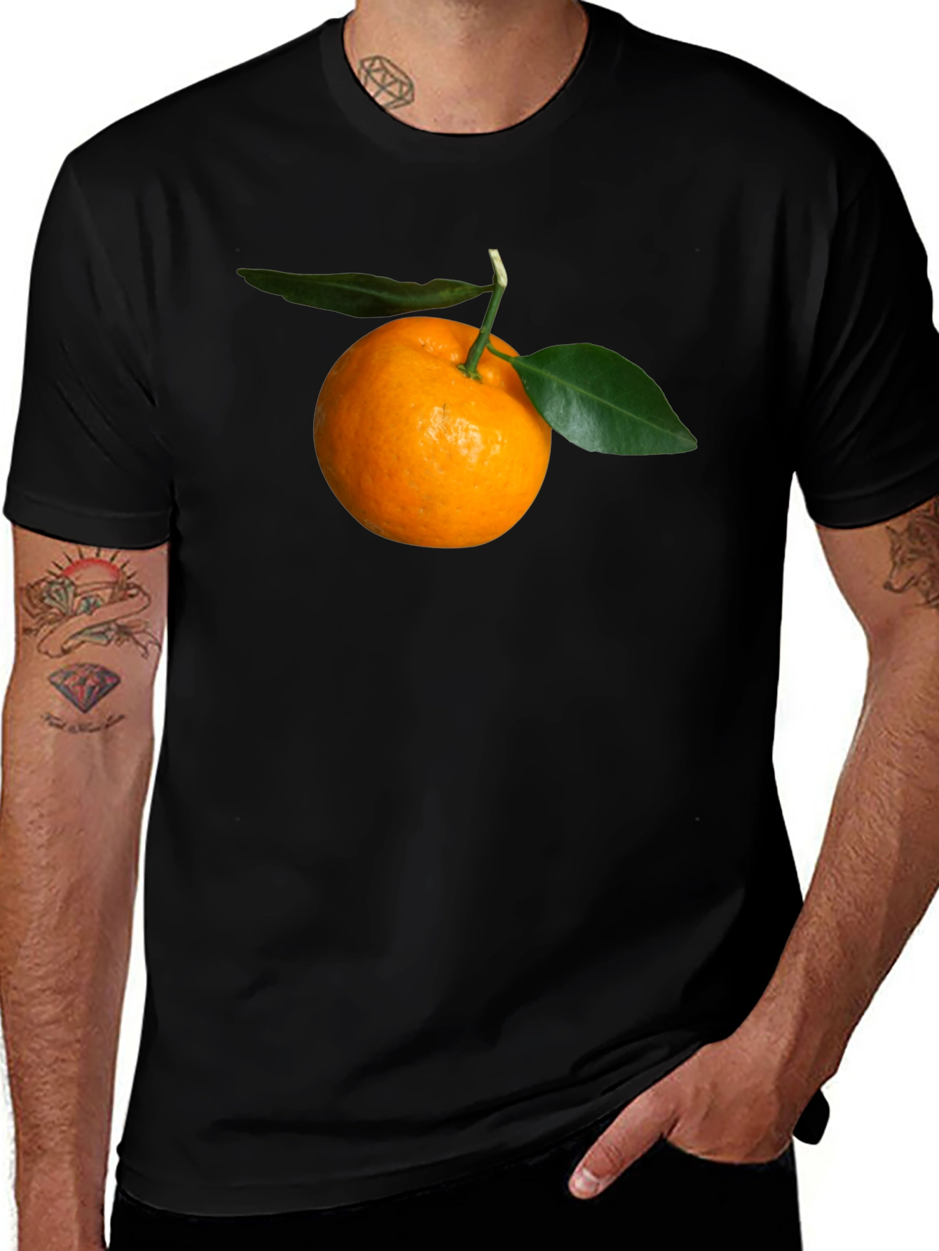 Variant 21 of Orange Fruit Graphic Black T-Shirt