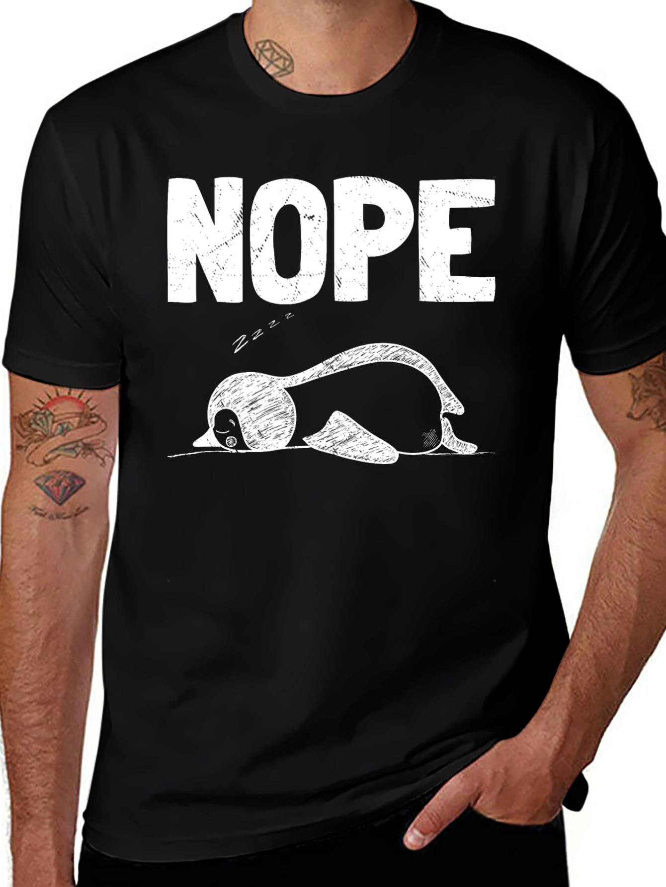 Black Nope Sloth Tee - Relaxed Fit, Comfy Cotton main image