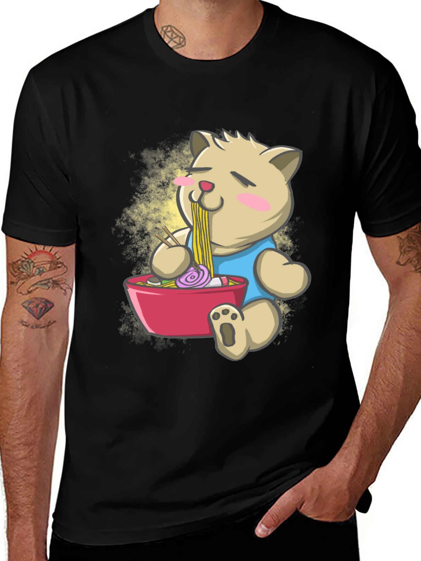 Variant 26 of Cute Ramen Bear Black T-Shirt