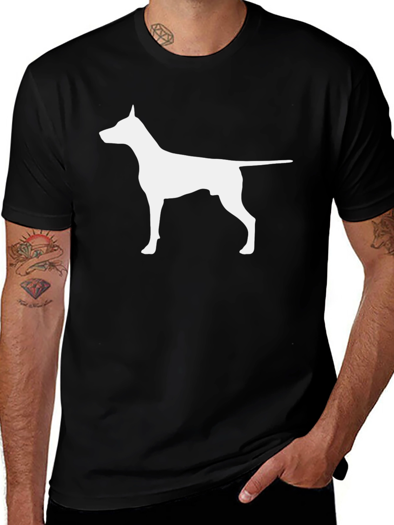 Variant 18 of Dog Silhouette Graphic T-Shirt - Black