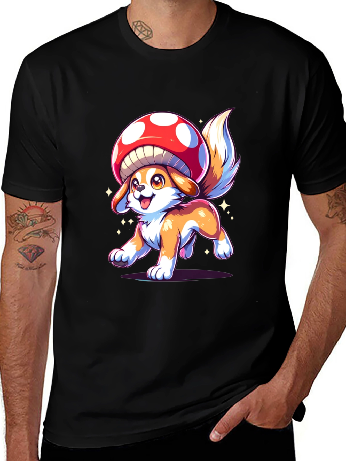Variant 8 of Mushroom Pup Graphic Tee - Black