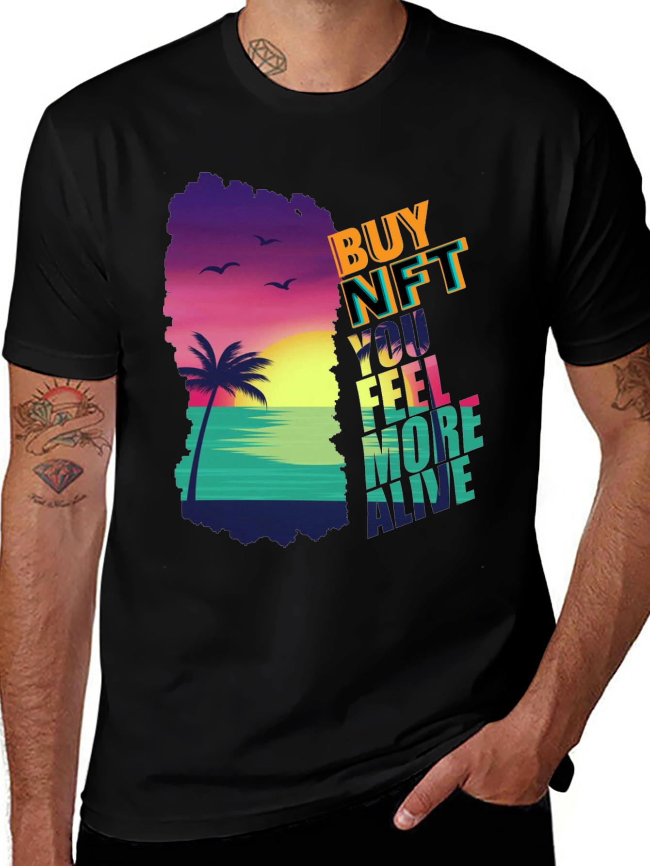 Variant 29 of Buy NFT Beach Scene Graphic Tee