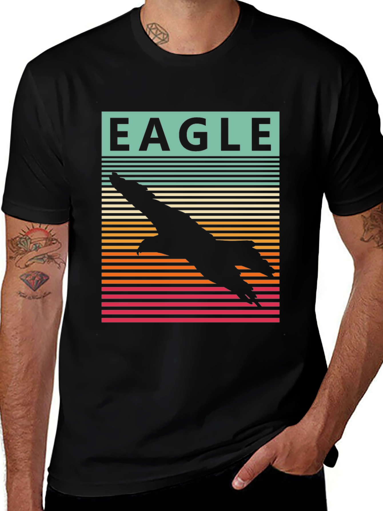 Variant 28 of Eagle Silhouette Retro Style Graphic T-Shirt