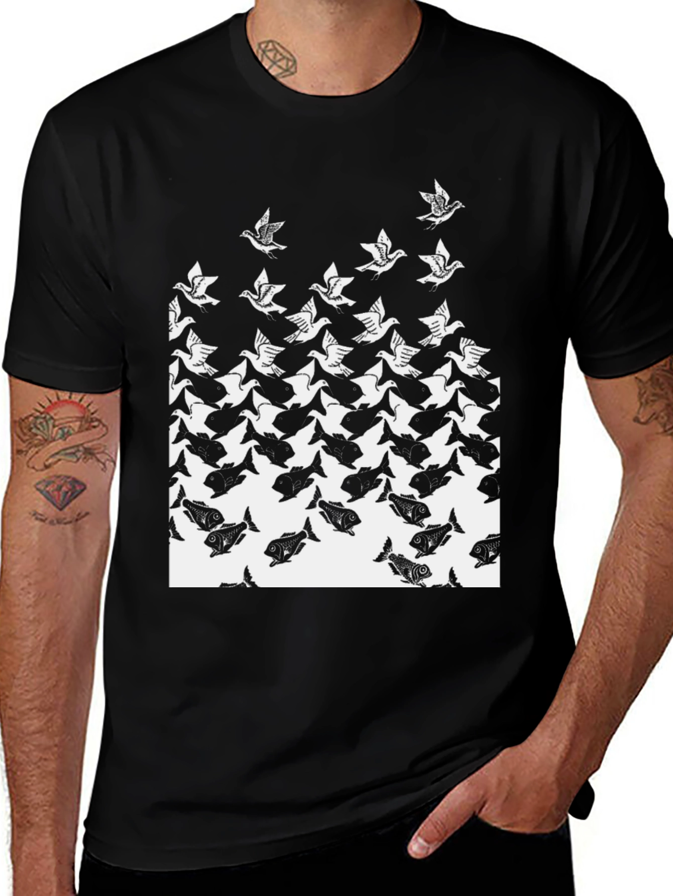 Variant 24 of Transforming Fish to Bird Graphic Tee