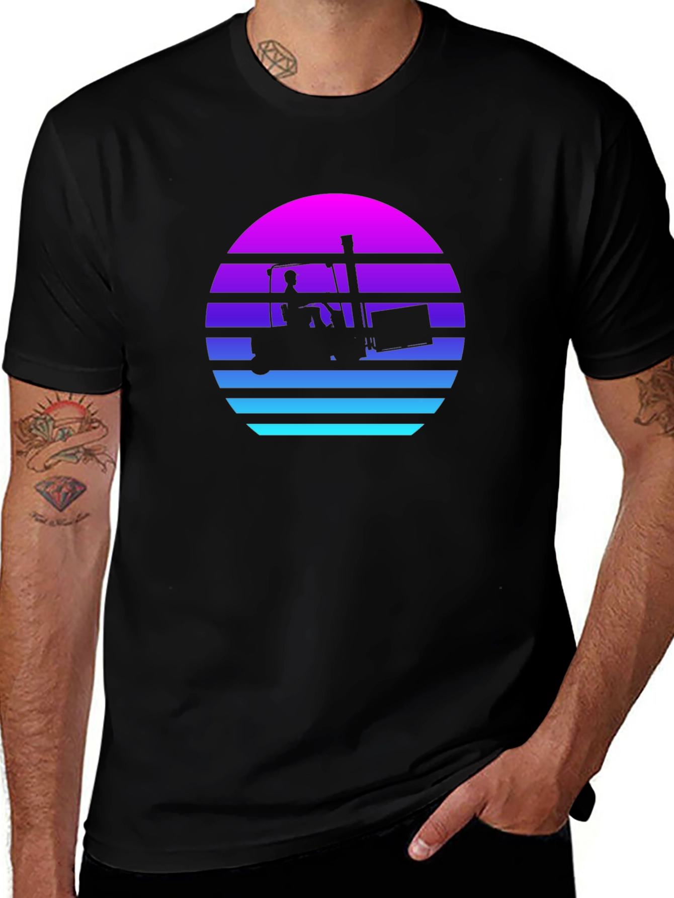 Variant 27 of Retro Forklift Sunset Graphic Tee